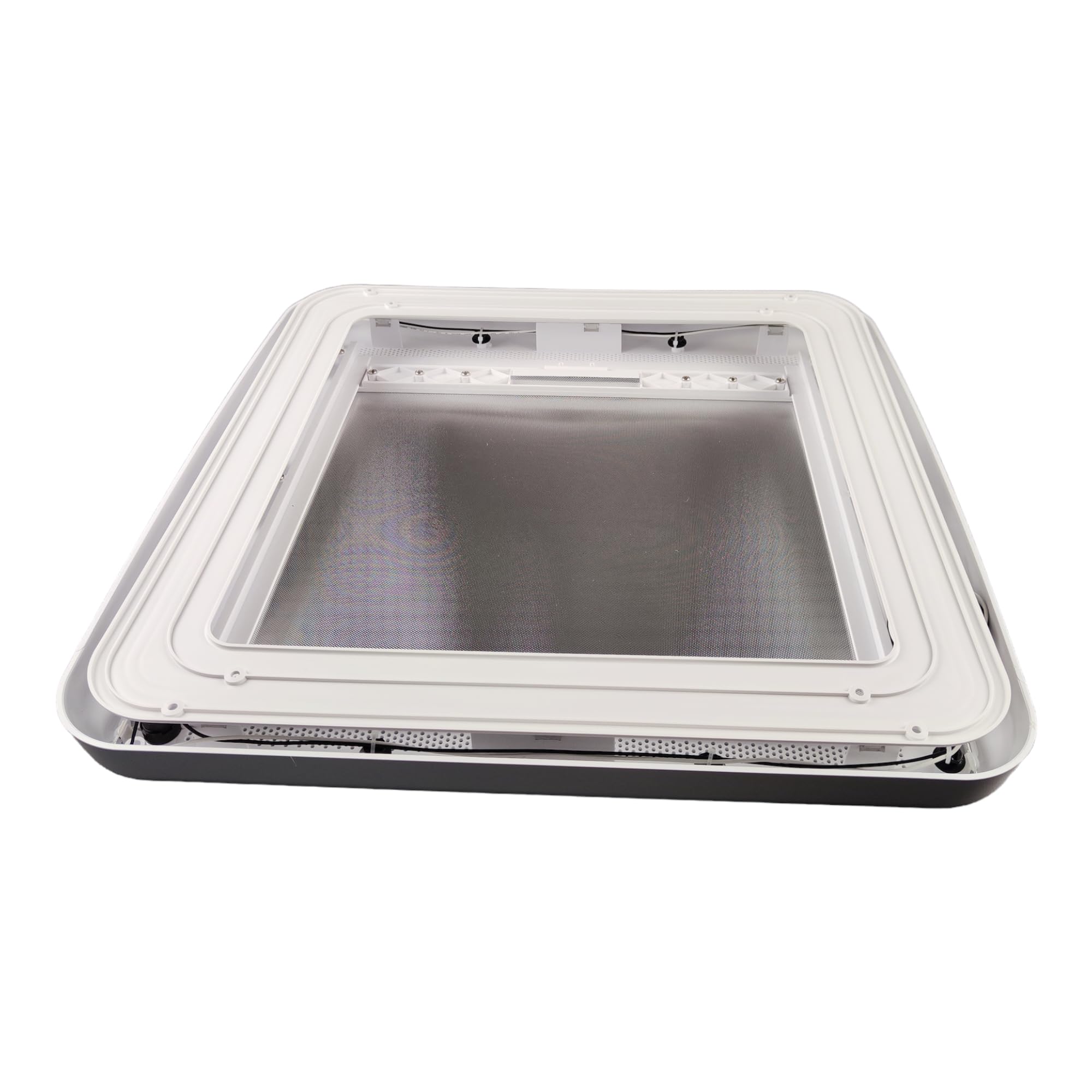 Maxxair Maxxshade - Cadre intérieur avec LED - Store occultant pour lucarne de toit Maxxfan Deluxe - 35 x 35 et 40 x 40 cm - Store pour camping-car, fenêtre de toit, lucarne - Blanc