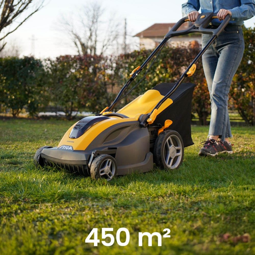 STIGA Combi 344e Kit Akku-Rasenmäher, 48 V, 5 Ah, 42 cm – 50 l Grasfangkorb, 6 Schnitthöhen – Rasenflächen bis 450 m²
