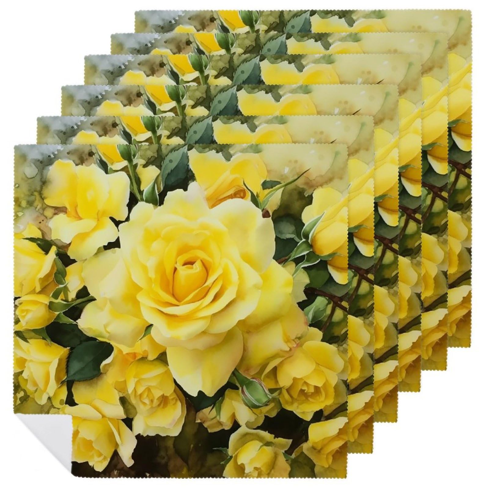 Serviettes en coton motif rose jaune pour illuminer vos repas de famille estivaux