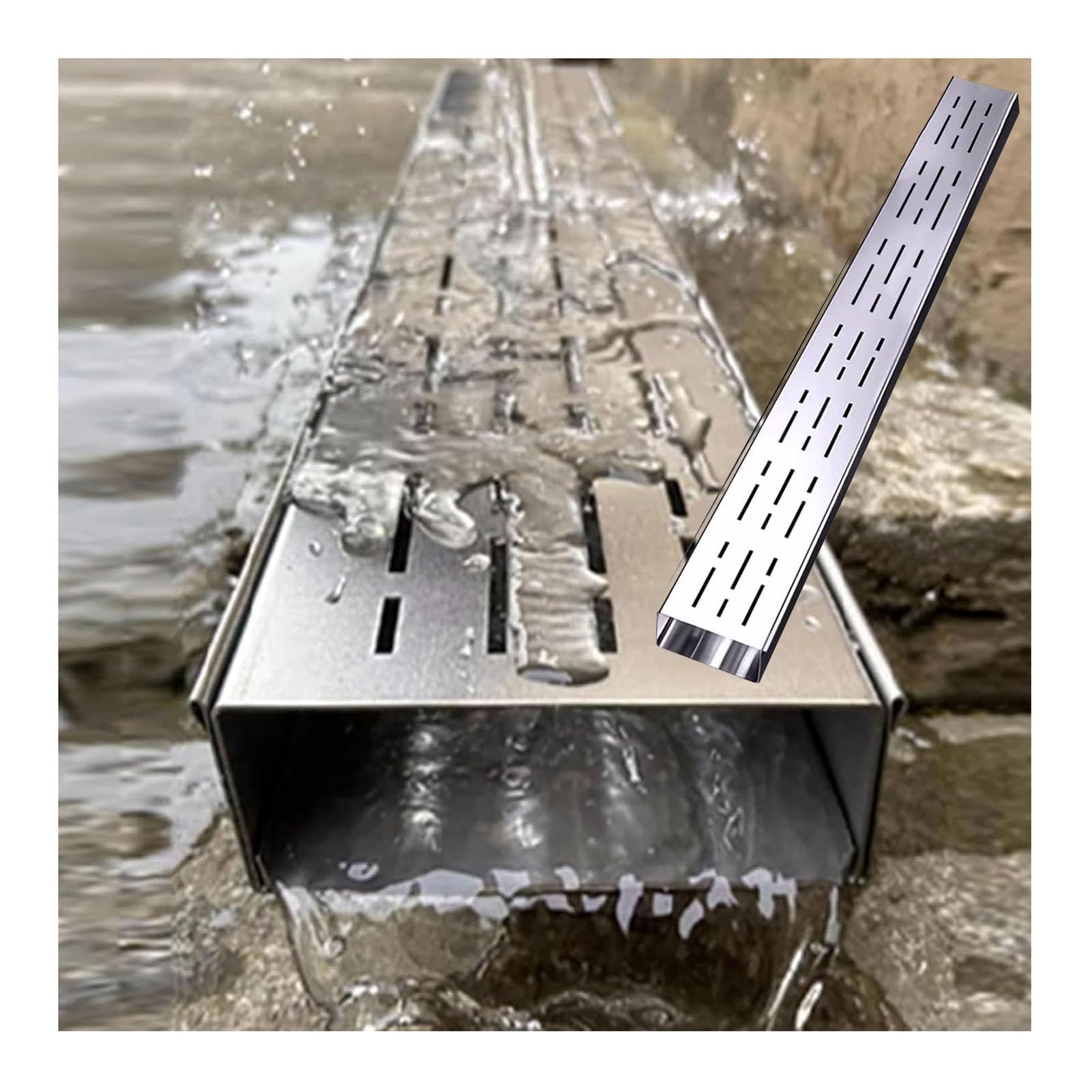 GJZQDKX Drainage Channel Trench Drain for Outdoor Yard and Driveway with Stainless Steel Grating, Versatile Channel Drain System for Home and Commercial Use