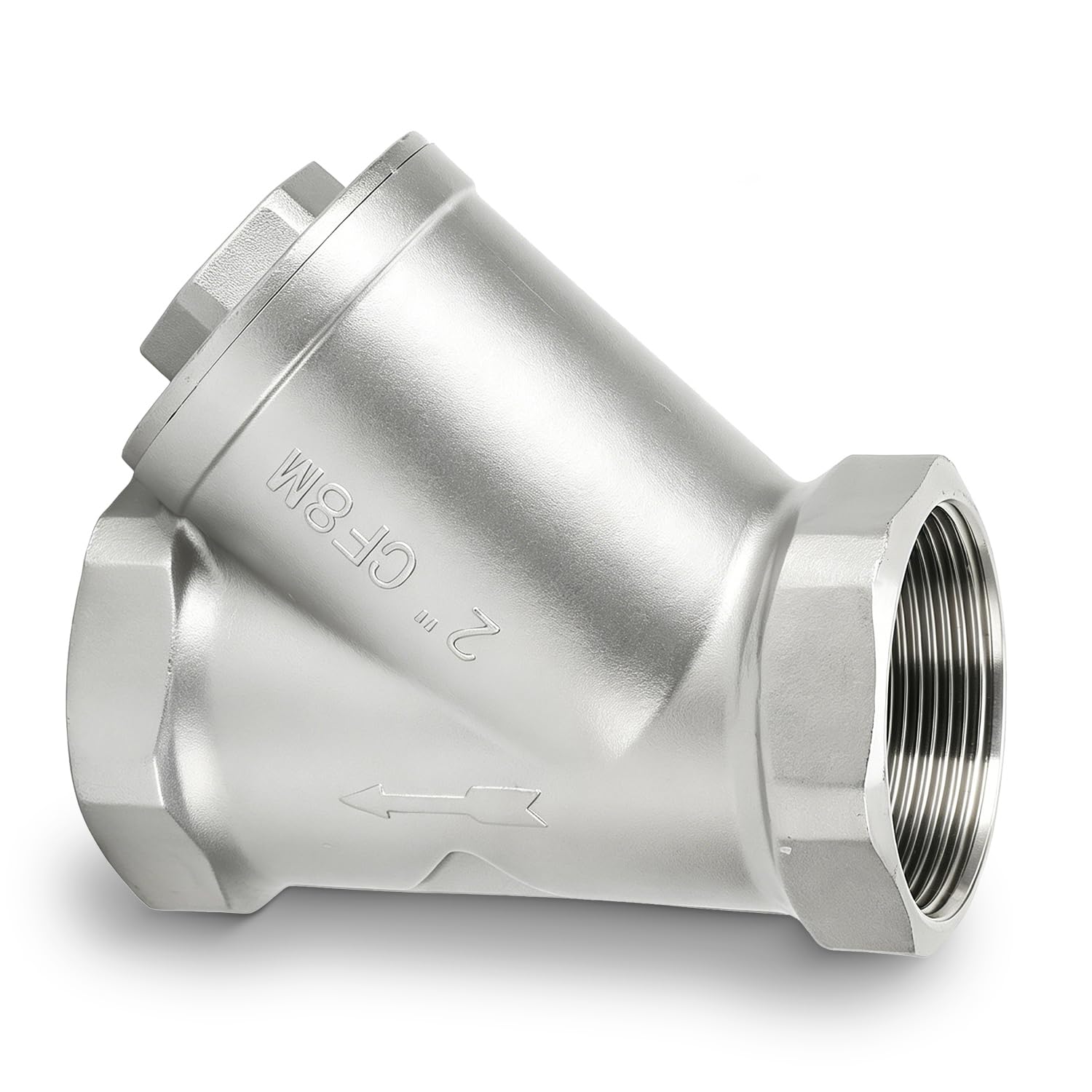 Tissting Y Sieb Wasserfilter 2 Zoll DN50 Innengewinde, 304 Edelstahl Y Filter, Waschbarer Filterventil für Wasser Öl Gas Trennung Industriefilter Sanitärfilter