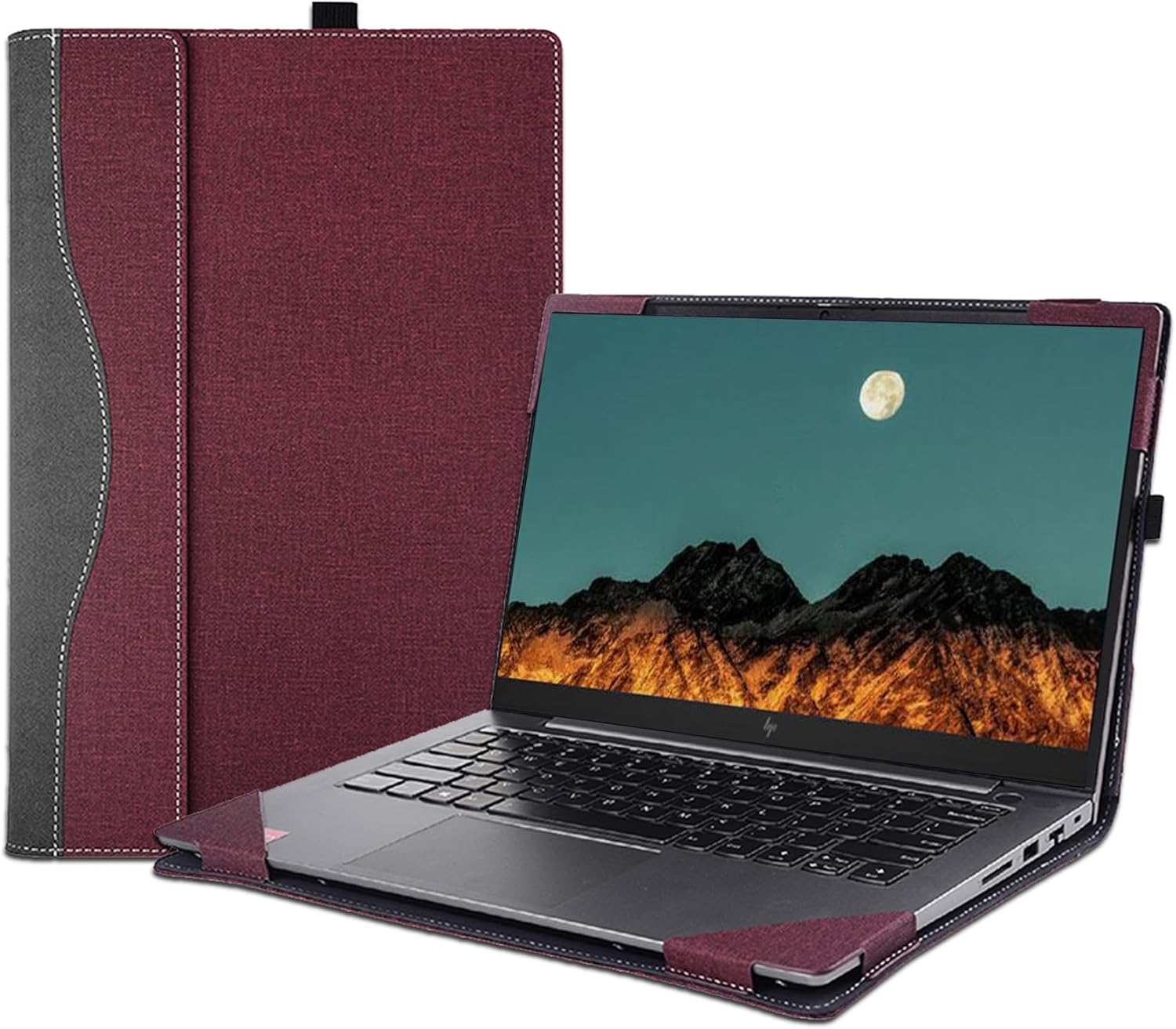 Laptop Case Cover for 13.3 inch HP EliteBook 630 G9 G10 & for HP Probook 630 G8 Notebook PC Sleeve,Detachable PU Leather Protective Bag Accessory (Burgundy)