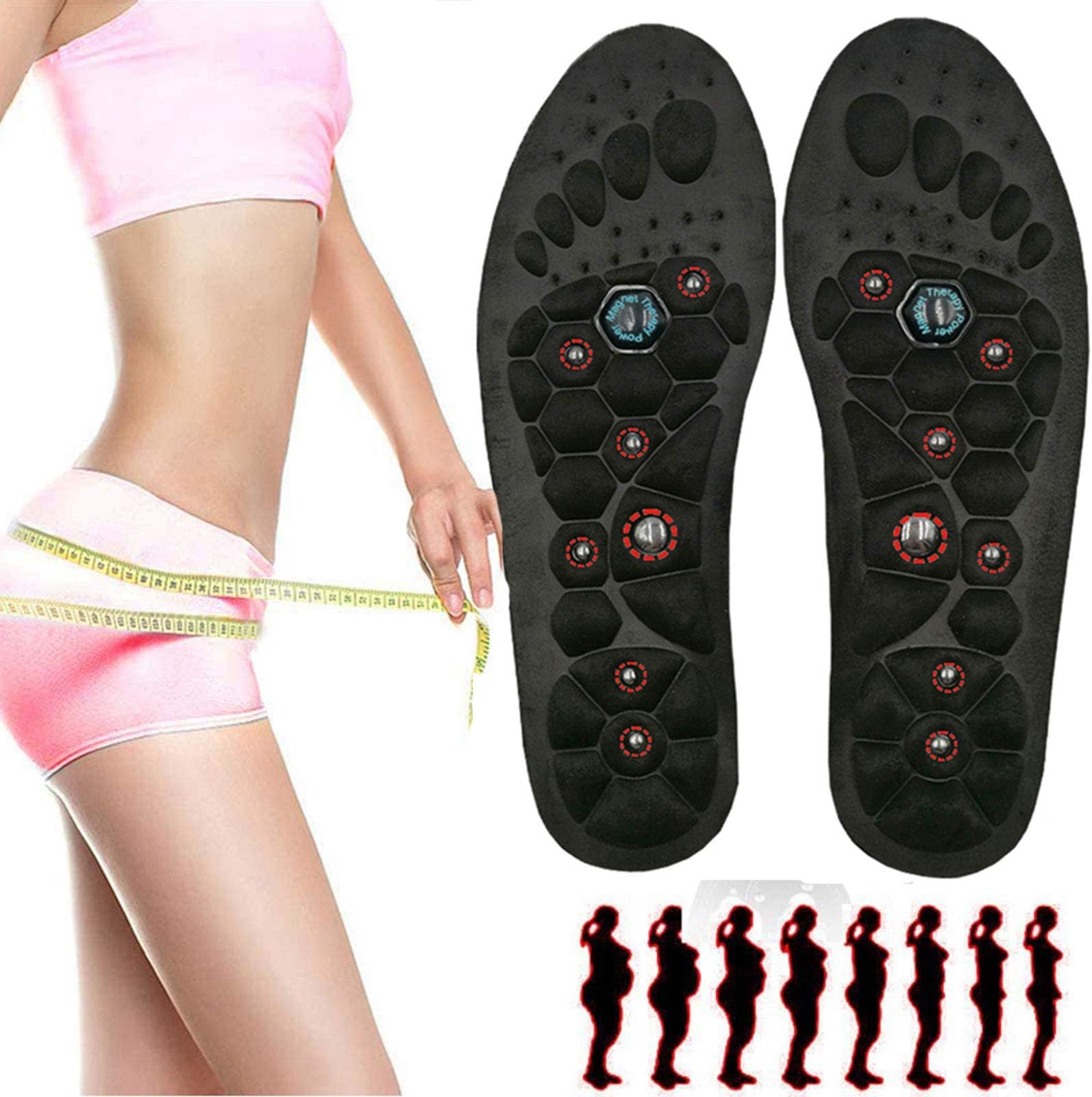 EEUKEEUK Acupressure Magnetic Massage Therapy Insoles for Pain Relief, Anti-Fatigue Breathable Slimming Insole Feet Reflexology Therapy Insole Cutable Size for Men/Women
