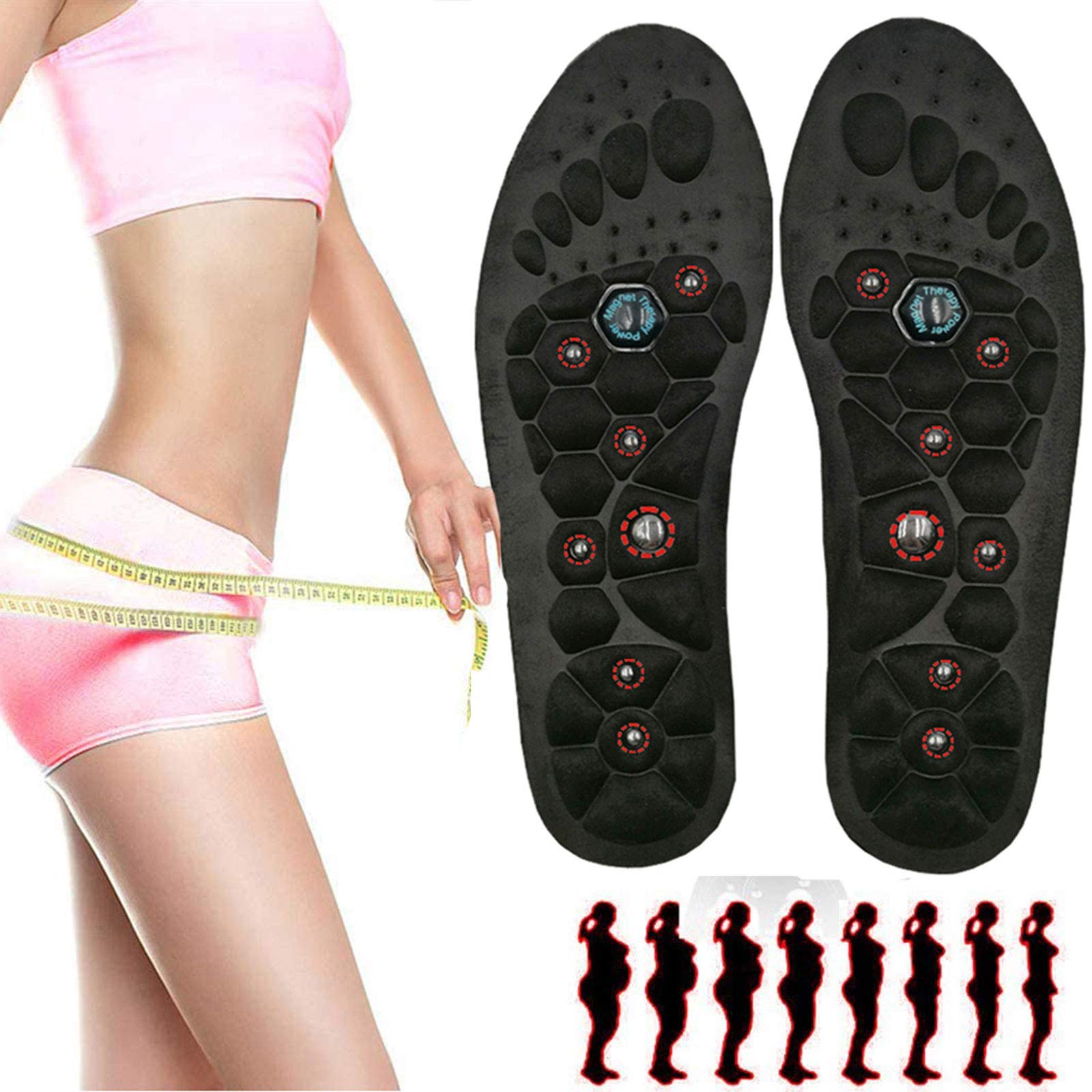 EEUKEEUK Acupressure Magnetic Massage Therapy Insoles for Pain Relief, Anti-Fatigue Breathable Slimming Insole Feet Reflexology Therapy Insole Cutable Size for Men/Women