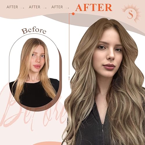 Miniatura 6 de Sunny - Extensiones de cabello humano balayage con punta en U, extensiones de cabello humano balayage, color marrón medio a rubio platino,