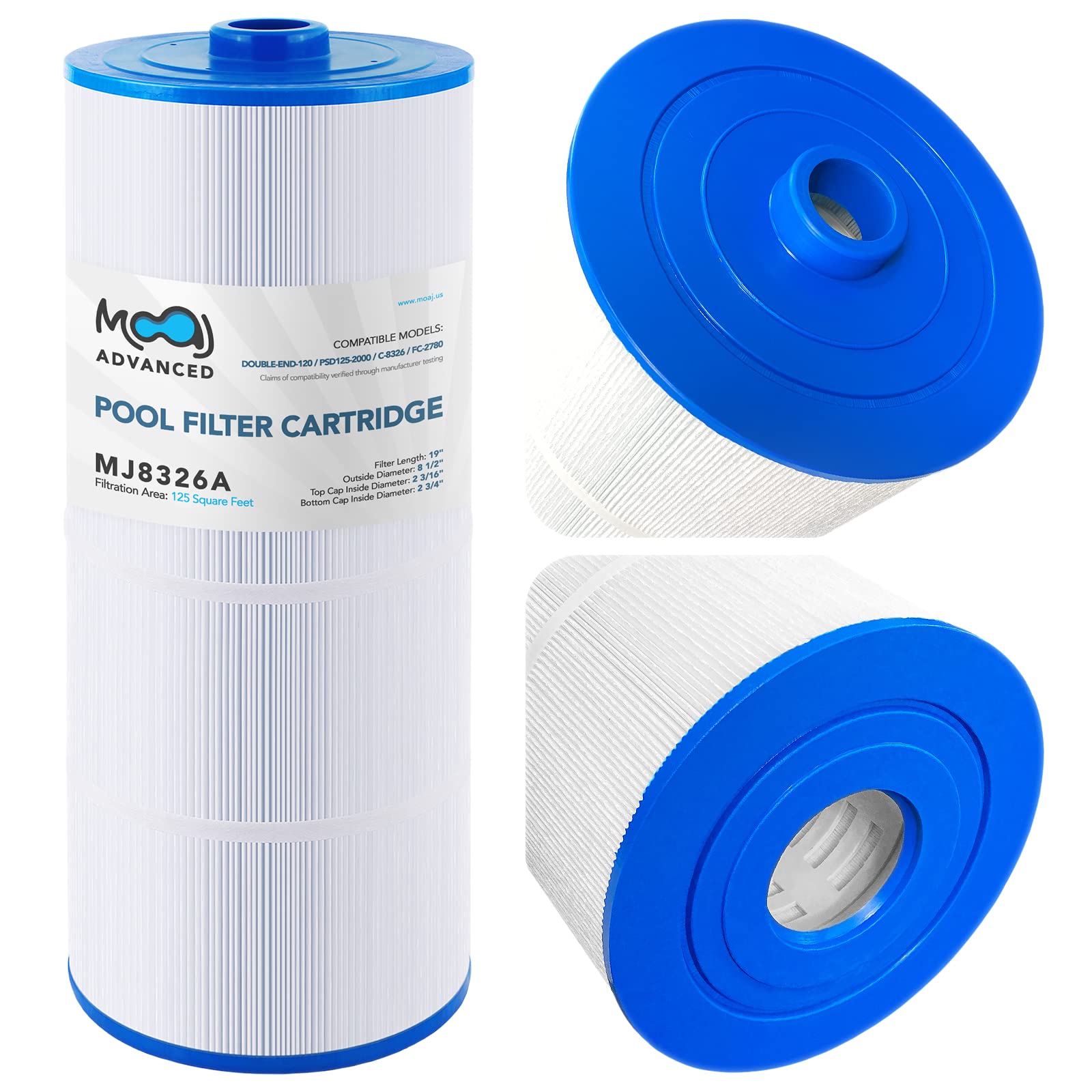 Advanced Filter Cartridge Replaces Sundance 6540-488, PSD125-2000, Unicel C-8326, Filbur FC-2780, Aladdin 22507, Baleen AK-70013, Magnum SU125, 125 Square Feet Replacement Pool Spa Cartridges