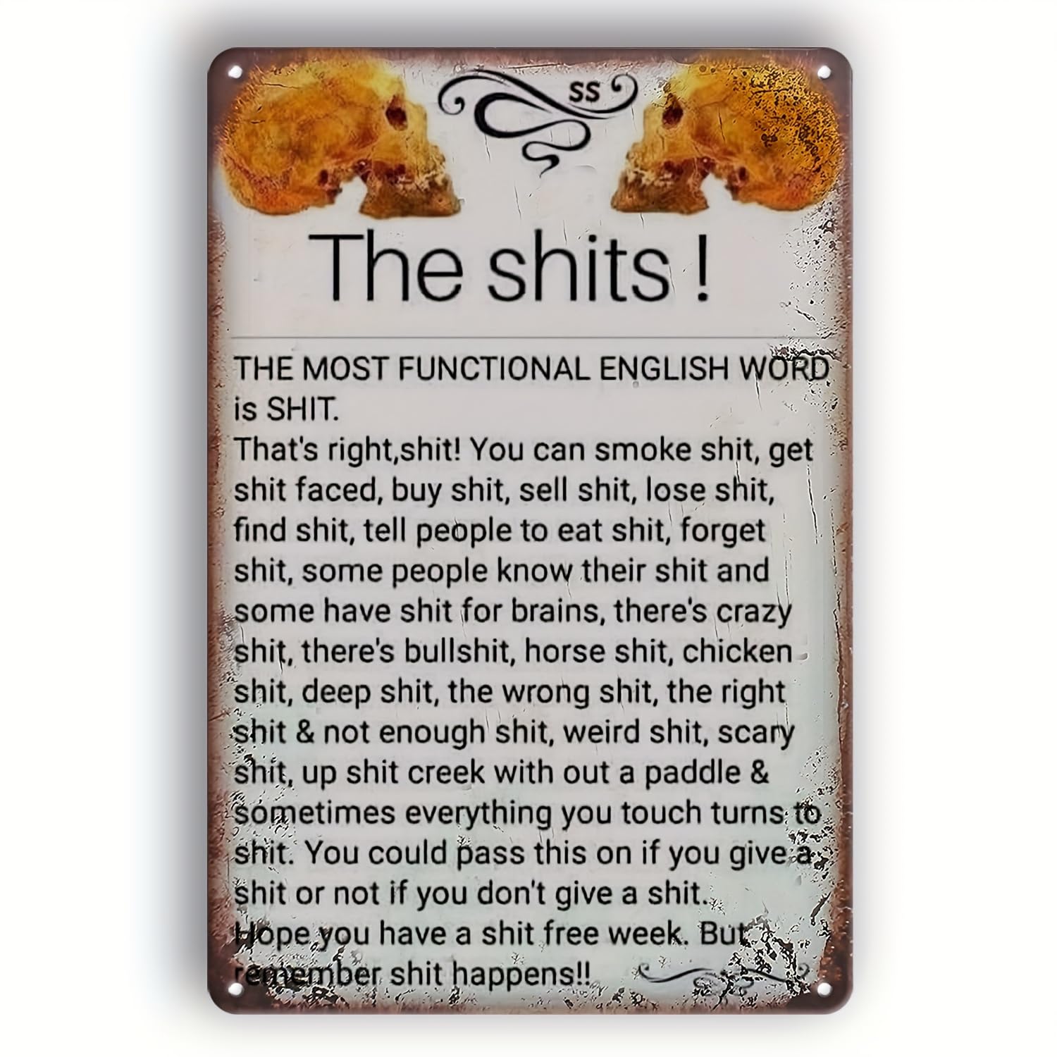 Anceky The Shits! Aluminium Metal Tin Sign Home Plaque Poster Home Bar Pub Wall are Decor New 5.5x8