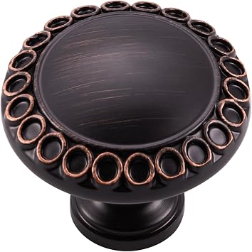 Round Cabinet Hardware Knobs - 10 Pack / 1.26 Inch, Oil Rubbed Bronze Knobs, Drawer Handles Vintage for Bathroom, Office, Dresser Drawer Knobs and Cupboard Doors