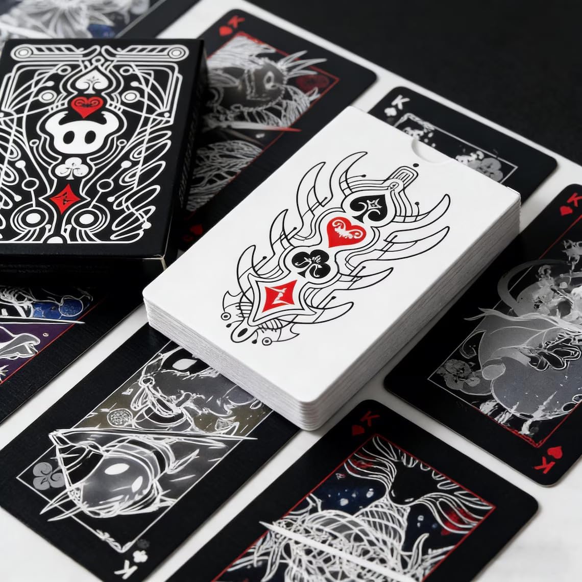 Hollow Inspired Playing Cards Poker Set 6x9cm, Black and White Design,Silksong Game Gift for Fans