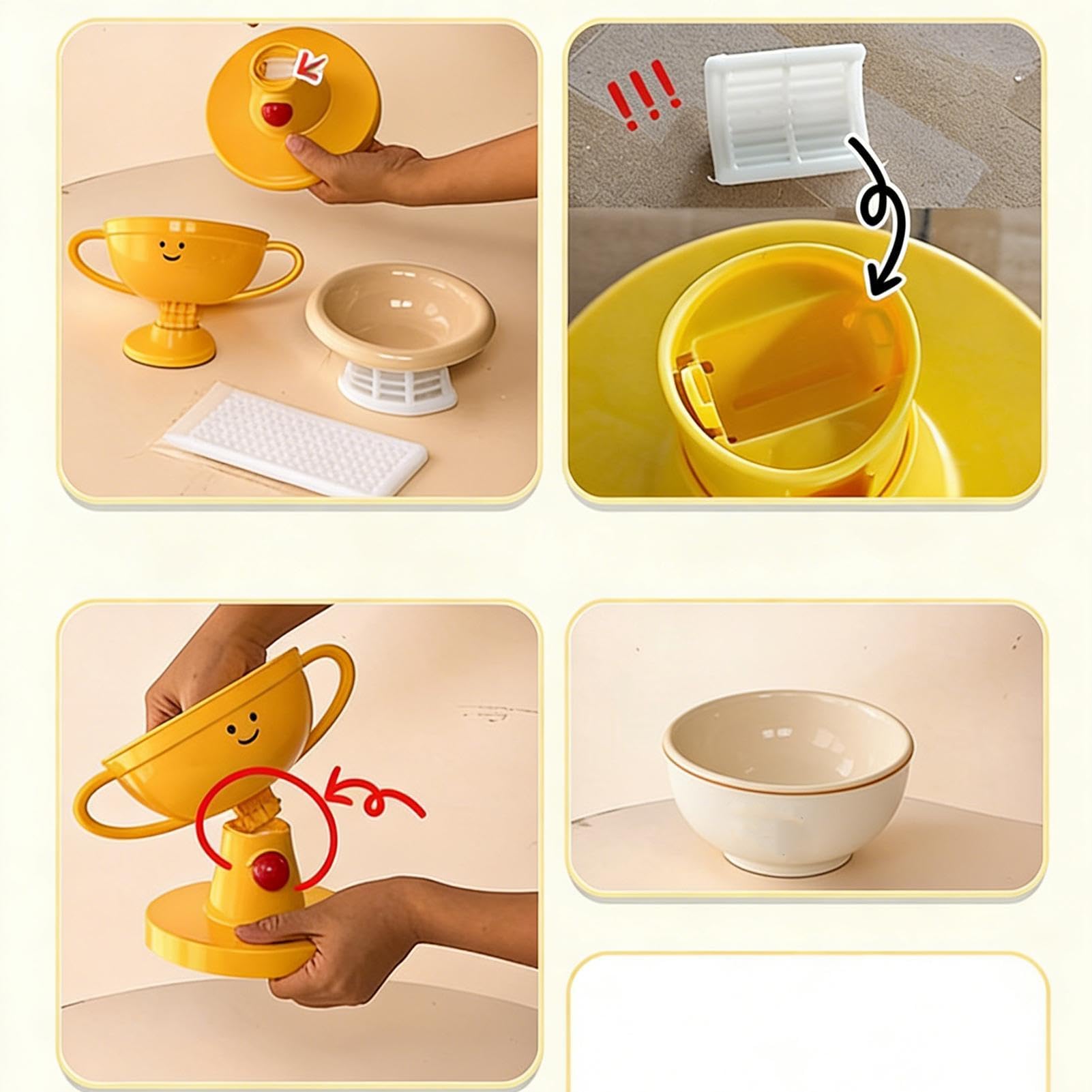 Mangeoire réglable pour chat - Gamelles surélevées avec 5 niveaux - Gamelle ergonomique pour chatons - Support antidérapant - Portable - Pour voyage, intérieur, extérieur, maison, cour,