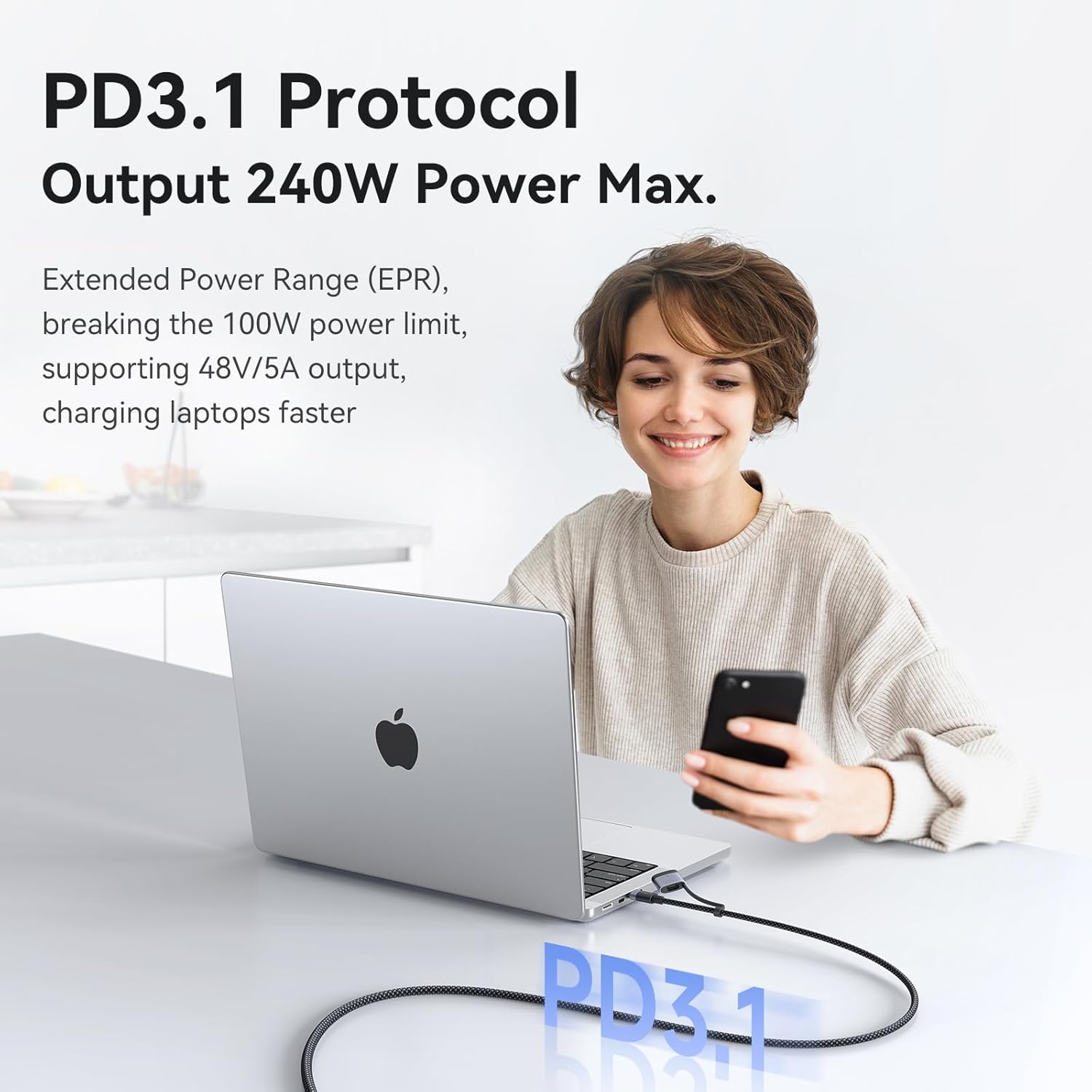 mcdodo 140W USB-C to Magsafe 3 Cable for MacBook Pro M5 Charging, 2-in-1Magnetic 3 & USB-C Cable Compatible with MacBook Pro/Air M5 M4 M3 M2 M1(2021-2025)-6.6FT