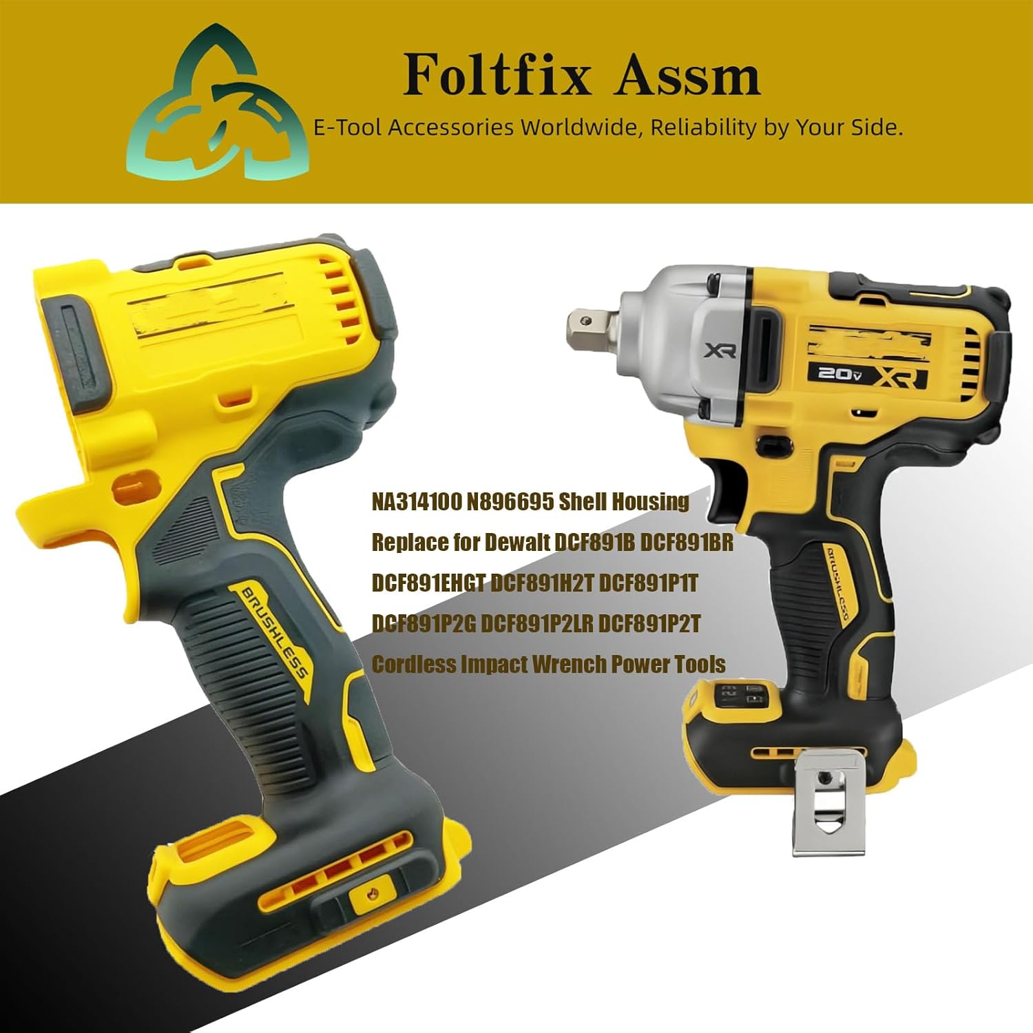 NA314100 Shell Housing Replace for Dewalt DCF891B DCF891BR DCF891EHGT DCF891H2T DCF891P1T DCF891P2G DCF891P2LR DCF891P2T Cordless Impact Wrench Power Tools