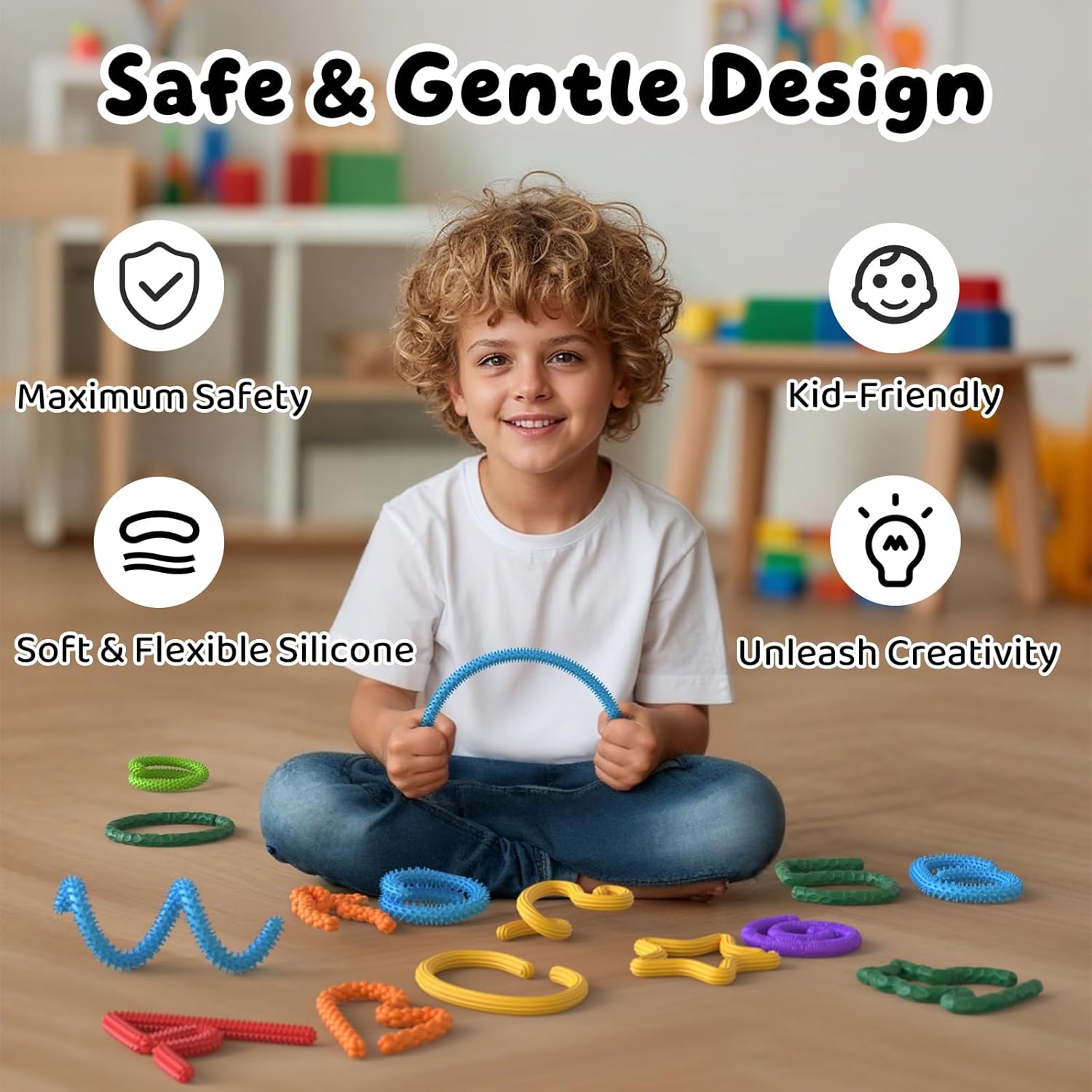 8 Pack Sensory Fidget Toys for Kids | Textured Silicone Anxiety Relief Sticks | Stocking Stuffers for Boys & Girls 3-12 | Autism ADHD Stress Toys for Toddlers & Adults