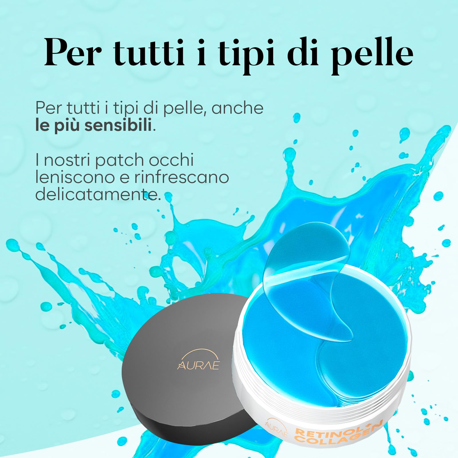 AURAE Patch Occhi, Maschera Occhi con Retinolo e Collagene, Patch Occhiaie e Borse, Maschera Occhiaie, Eye Mask per Schiarente e l'idratazione (30 Paia)