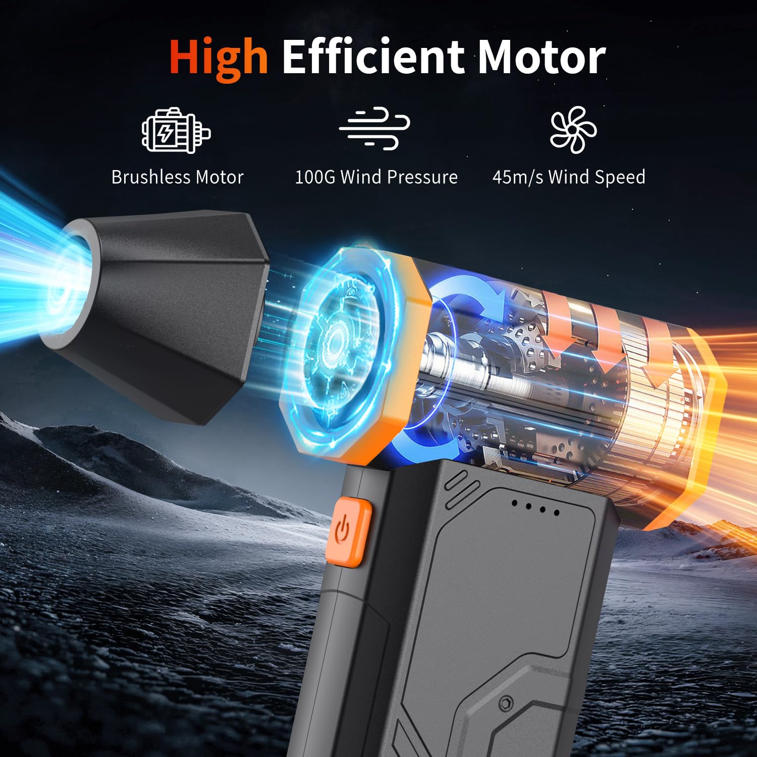 Plumero de aire comprimido, 300000 rpm, inalámbrico, eléctrico, soplador de motor sin escobillas recargable de 10000 mAh, ventilador turbo ajustable de 3 engranajes para computadora, coche, exterior y