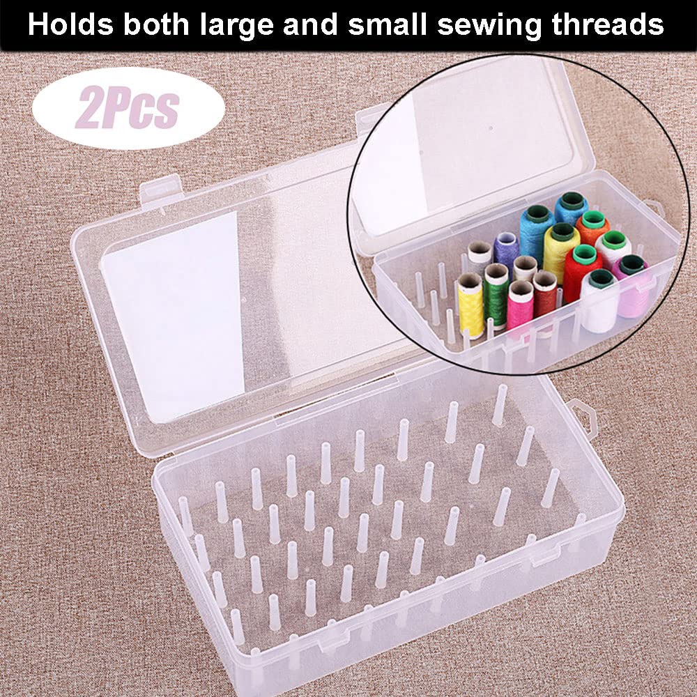 2 Scatole Porta Fili Da Cucito - Organizer Per 42 Rocchetti Trasparente, Ideale Per Cucito E Ricamo - Foto 6