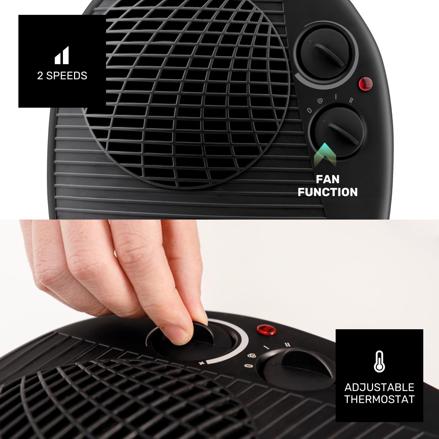 Taurus - Calefactor 2000W, 2 Potencias, Termostato, Función Ventilador