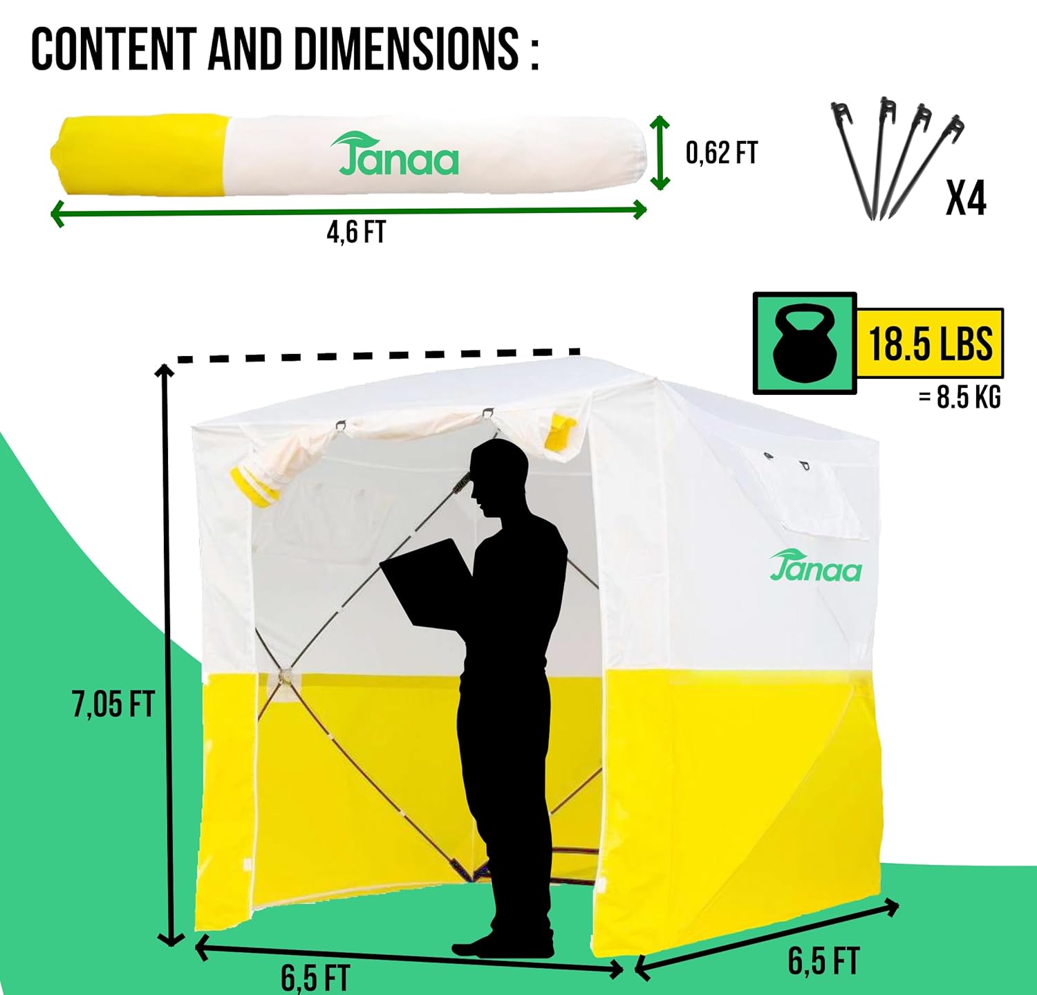 JAX3 | Professional Work Tent | Pop Up | UV50+| 6,2x6,2x7,05 Ft | Instant Quick and Easy Tool-Free Setup | Waterproof | Slicing, Commercial Tent, Fiber Optic for Heavy-Duty Use JAX3 | Professional Work Tent | Pop Up | UV50+| 6,2x6,2x7,05 Ft | Instant Quick and Easy Tool-Free Setup | Waterproof | Slicing, Commercial Tent, Fiber Optic for Heavy-Duty Use