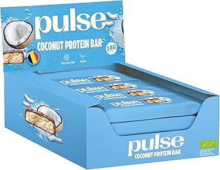Pulse Protein – Barres Protéinées Vegan Bio – Pack de 12 x 55g – Protéiné, Sans Lactose, Sans Gluten, Source de Fibres – Snack Sain & Équilibré (Coco)