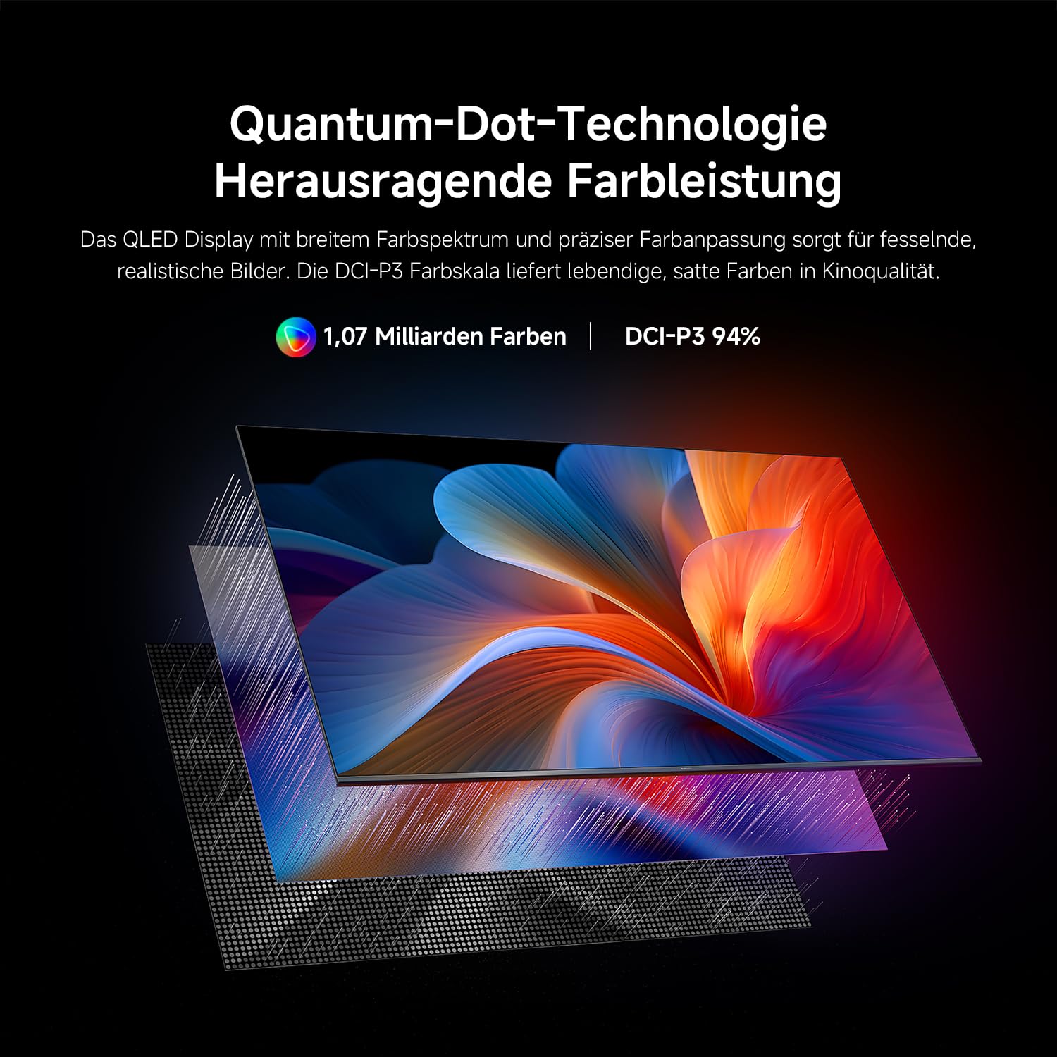 XIAOMI A Pro, 65" (165 cm), 4K UHD QLED, Smart TV, Google TV, Triple Tuner DVB-C/S/S2/T/T2, HDR10+, Game Boost 120Hz, MEMC, Sprachsteuerung mit, 2+8GB, Kompatibel mit Apple Airplay & Google Cast
