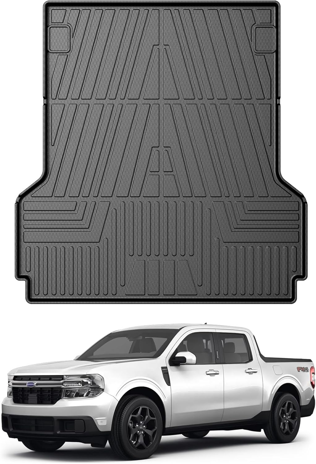 Mixsuper Truck Bed Mat for Ford Maverick 2025 2024 2023 2022 Hybrid & Gas Models, All Weather Truck Bed Liner Pickup Bed Mat TPE Durable Odorless Black