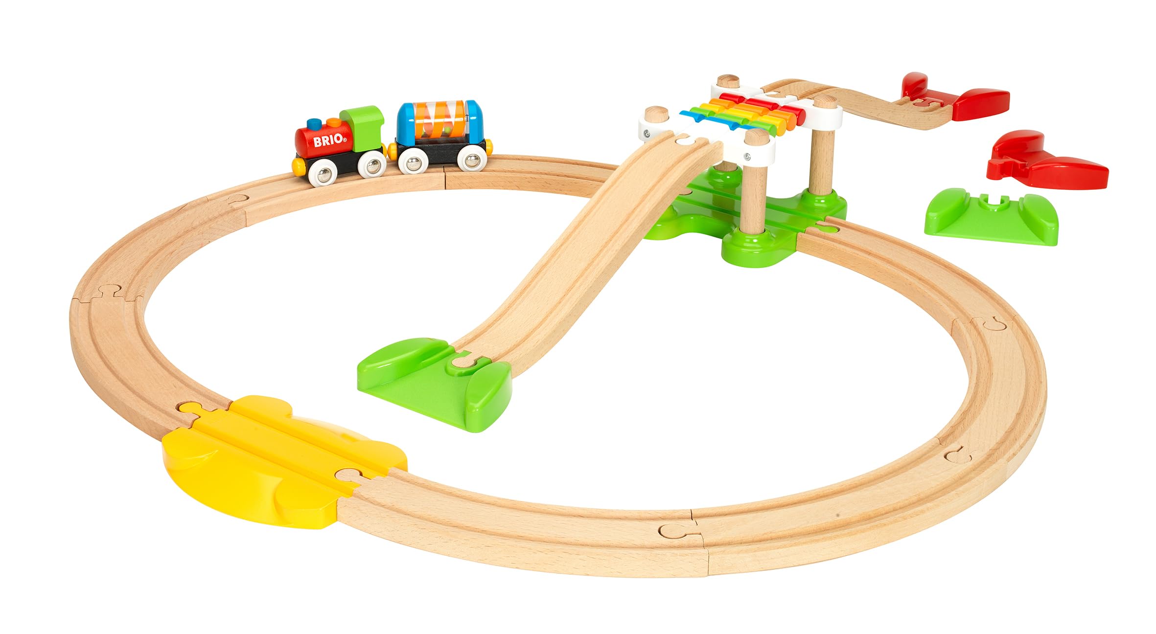 BRIO World 33727 Mein erstes Bahn Spiel Set - Zug mit Waggon, Schienen & Hängebrücke für Kleinkinder Einsteiger-Set empfohlen ab 18 Monaten