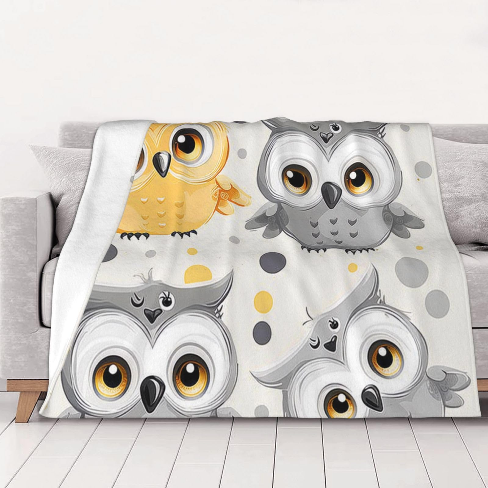 Plaid chouette flanelle grand format contre le froid hivernal au lit