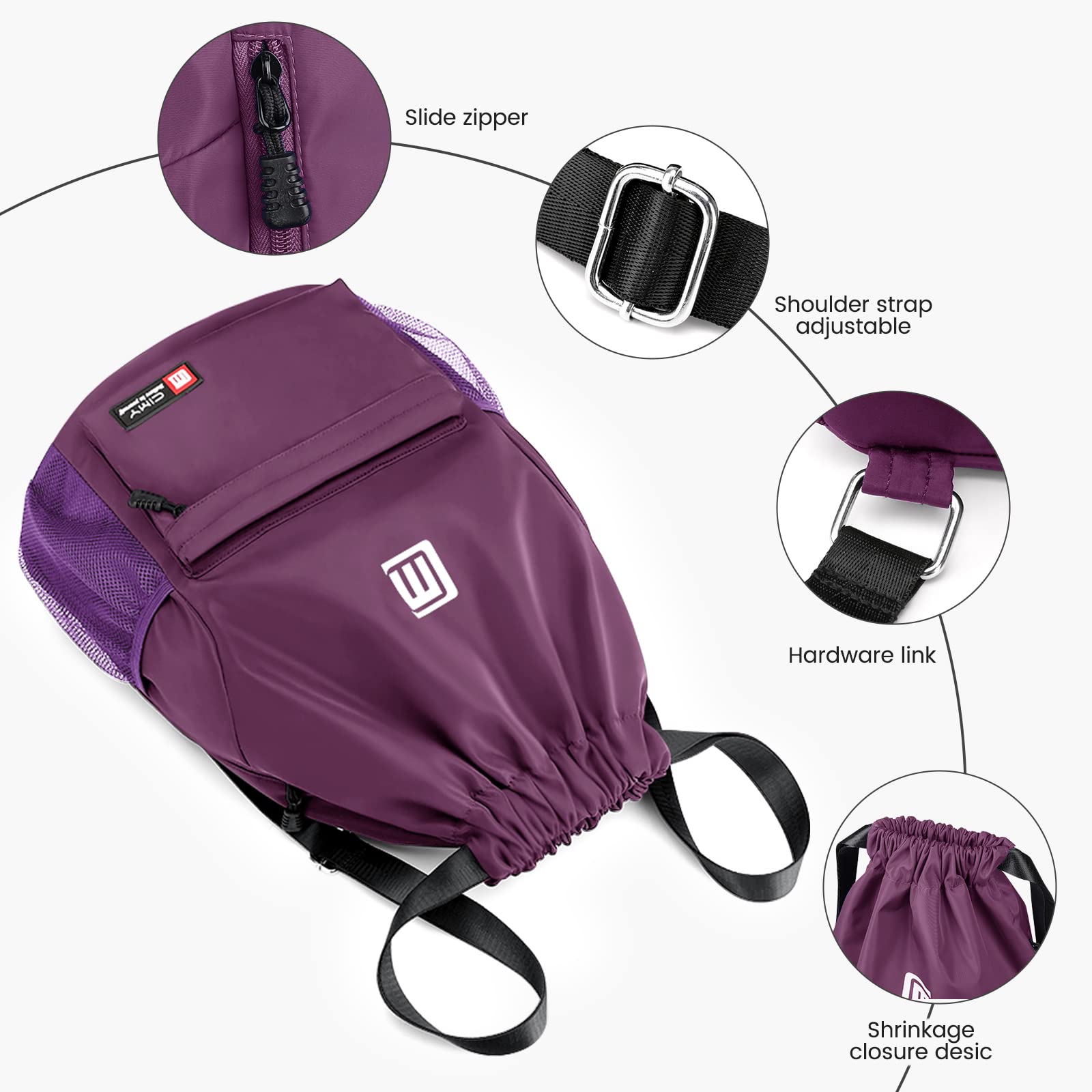 Eucomir Mochilas De Cuerdas, Mochila Deporte Mochila Gym De Malla Agua, Bolsa De Cordón Impermeable De Nylon Bolsa De Gimnasio Cordón — view 2
