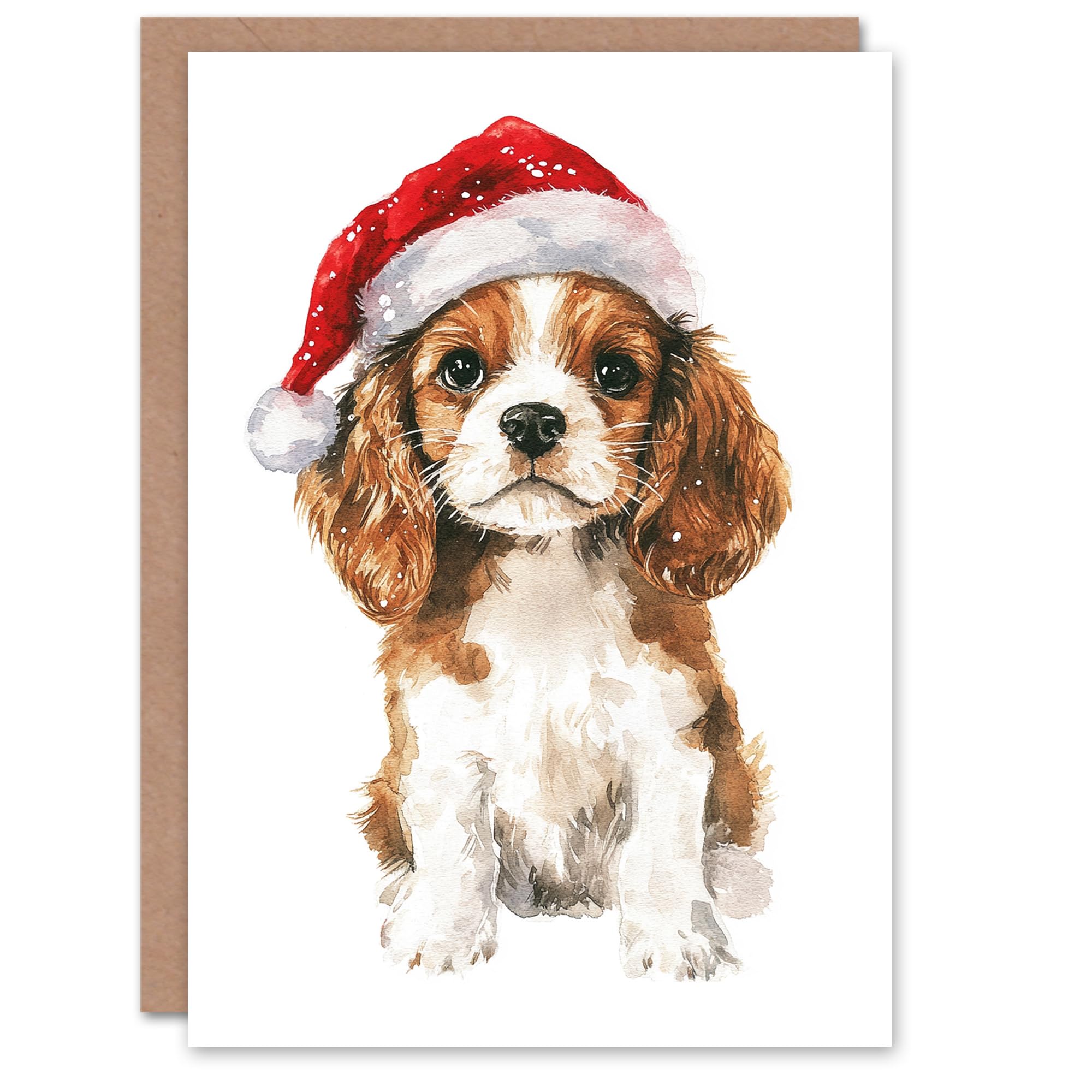 Artery8 Cute Puppy with Santa Hat Dog Lover For Child Kids Xmas Festive Christmas Card