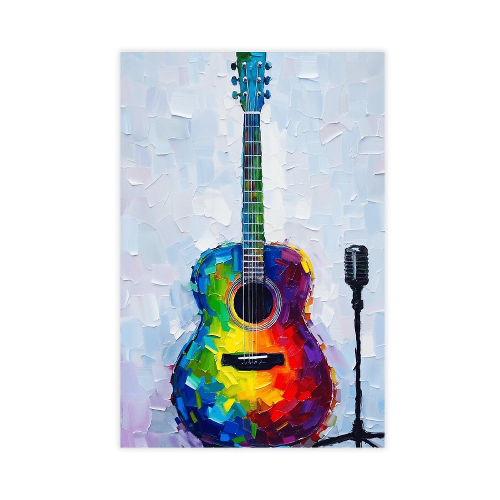 Mnyuein Poster colorato con chitarra musicale, poster su tela, decorazione per camera da letto, sport, ufficio, stanza, regalo, stampa senza cornice, 61 cm L x 91,4 cm W