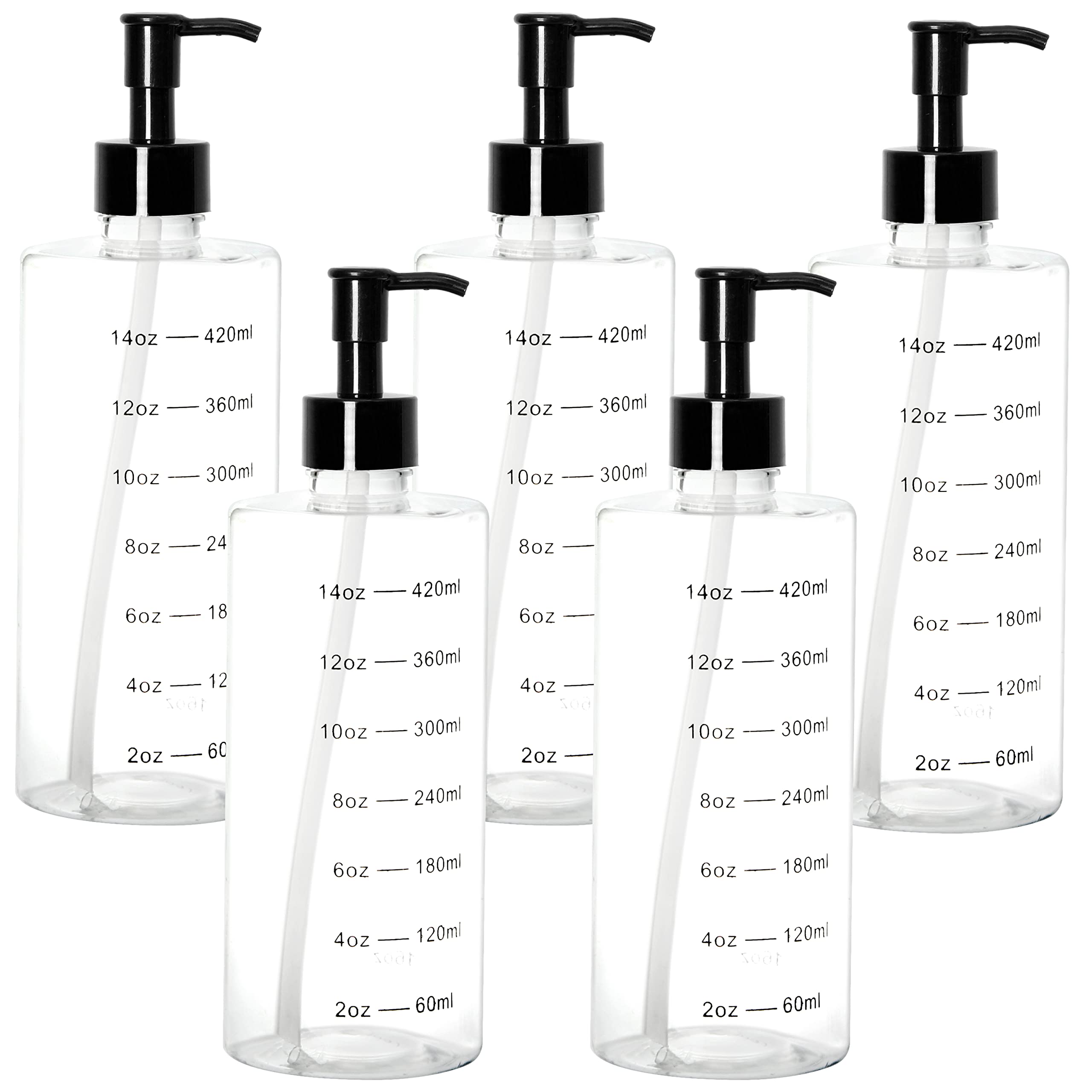 Botellas de plástico transparentes de 16 oz para organizar el baño y viajar