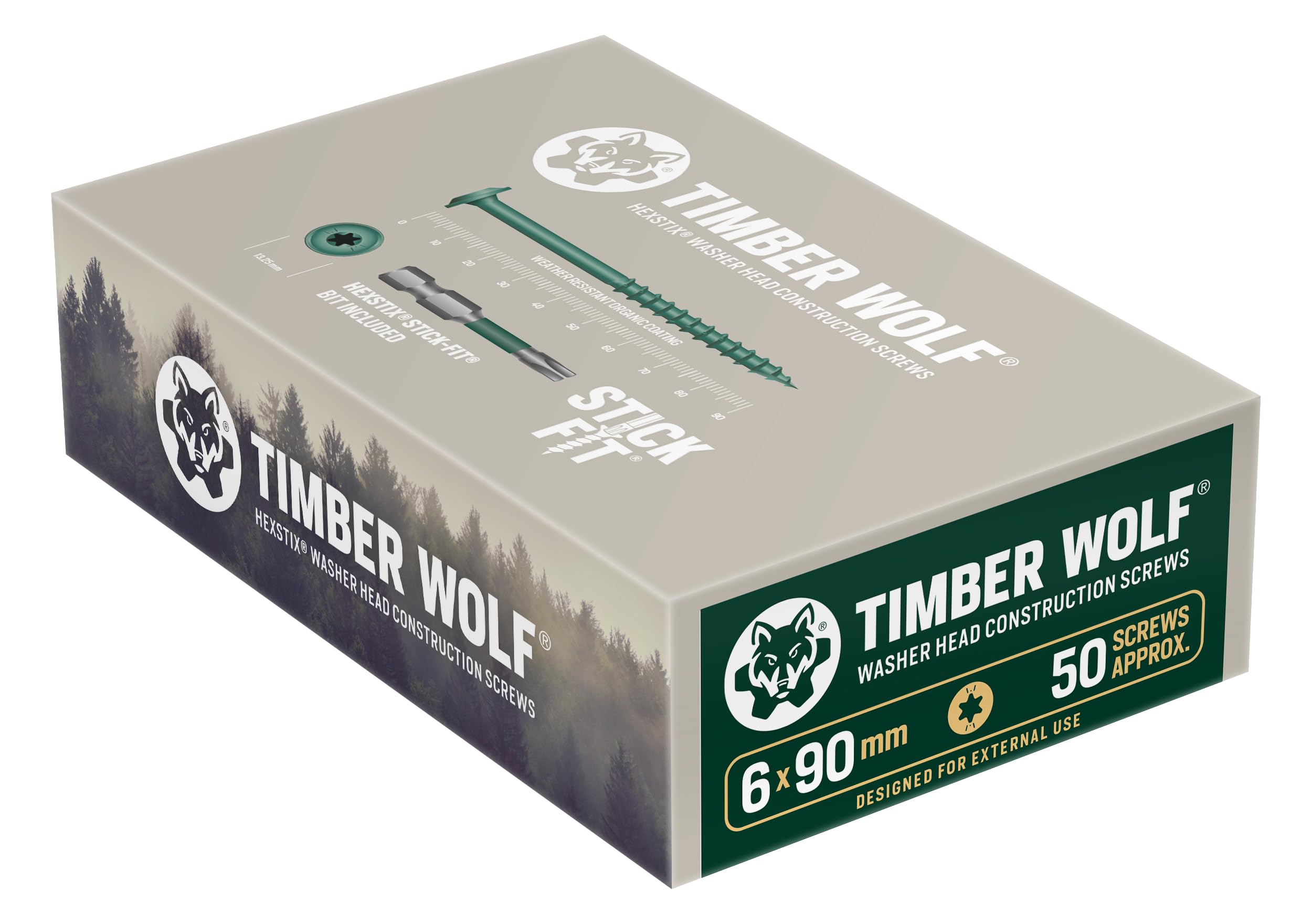 Timber Wolf Washer Head Timber Construction Screws - 6.0 x 90mm (Box 50 pcs)