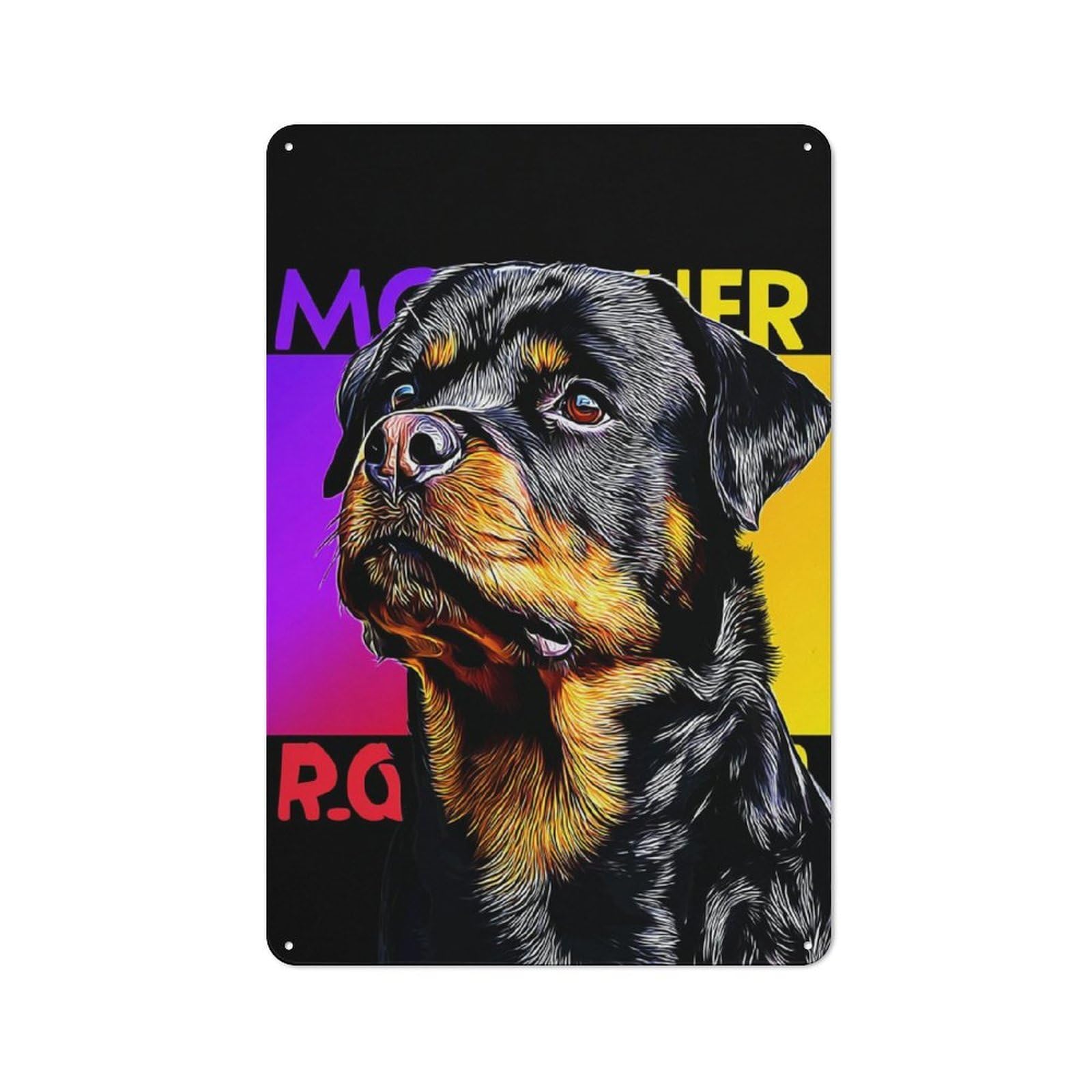 Junmoney Rottweiler Portrait Artwork Tin Wall Plaque 30X20cm With For Home Office Or Studio, For Home Office Decor Fans