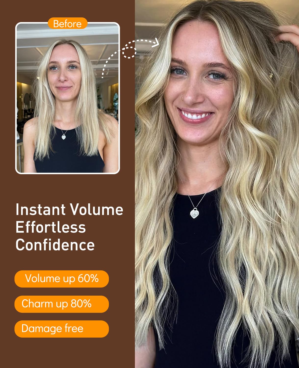 VINBAO Tape in Human Hair Extensions, Balayage Color 8 Ash Brown Fading To 60 Platinum Blonde, Tape in Hair Extensions 50 Grams 20Pcs Seamless Remy Natural Extensions (22inch, #8/60)