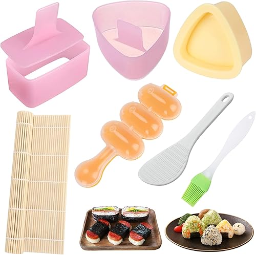 Vista 11 de Juego de 10 moldes para onigiri, kit de moldes para hacer musubi para arroz, molde de prensa de bolas de arroz, agitador, dona, moldeador de sushi