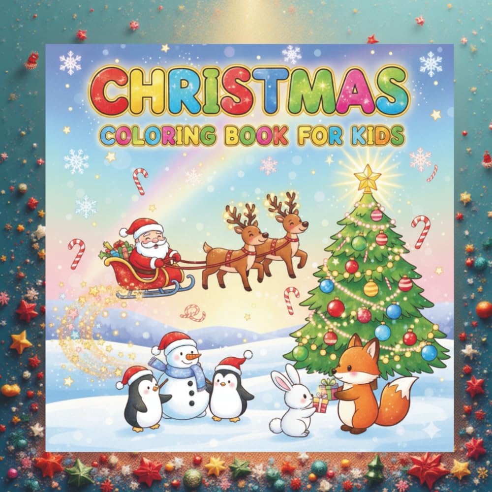 Christmas coloring book for kids: Easy and Fun Ages 4–8