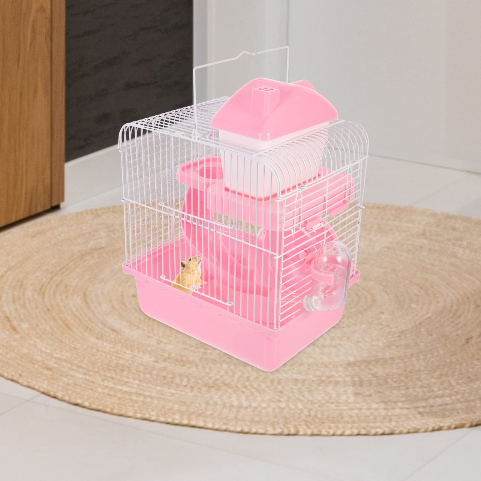 UPKOCH Casetta Rifugio per Criceti e Ratti, Piccolo Nascondiglio Rosa | Design a Doppio Strato, Abs e Ferro, per Ratto e Hamster, Uso Decorativo Domestico Tutto L'anno