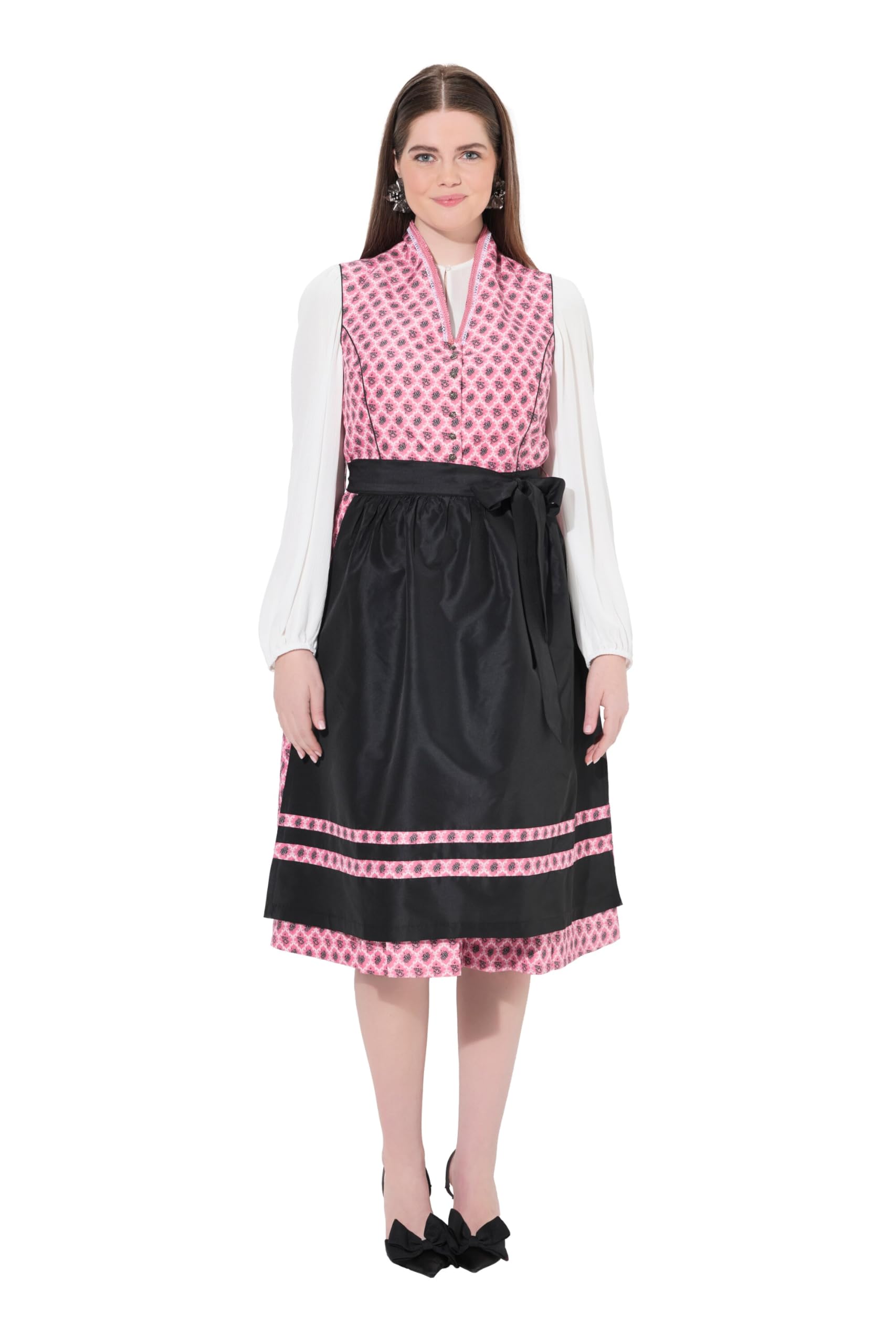 Ulla Popken Damen große Größen Übergrößen Plus Size Dirndl, Ornamente, Stehkragen, V-Ausschnitt, ärmellos 842941
