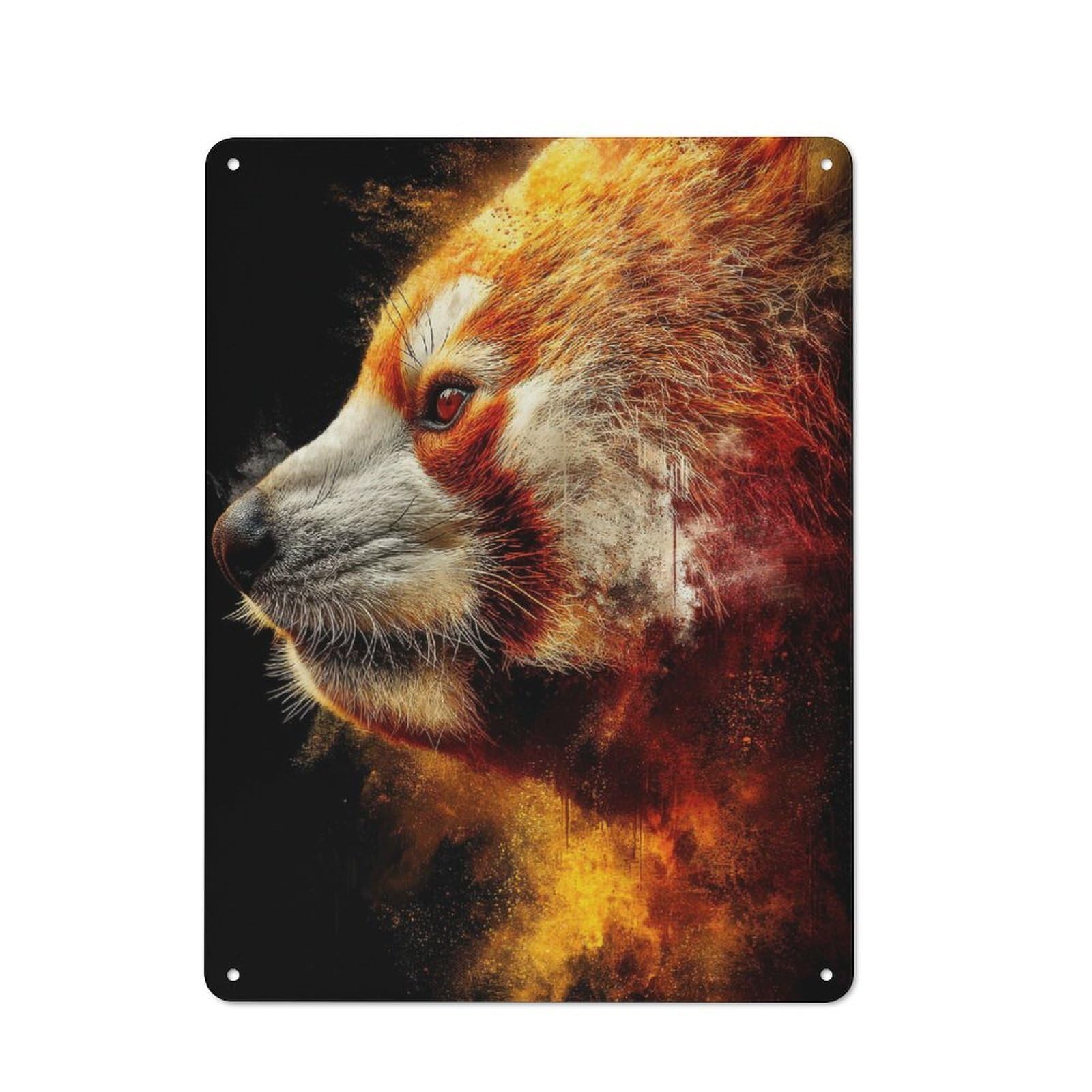 Junmoney Style-22 Fiery Red Panda Portrait Retro Tin Wall Plaque 40X30cm For Hobby Room Or Studio, New Home Wall Decor For Hobby Room Decor Fans