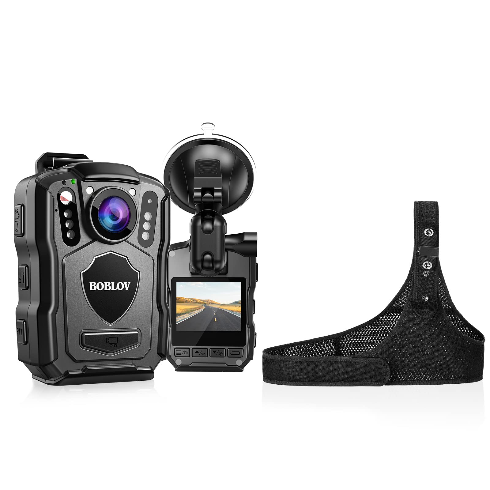 BOBLOV Bundle Deal, M5 2K 128GB Police Body Camera, Outdoor GPS Enabled &1440P Body Mounted Cam and Chest Vest…