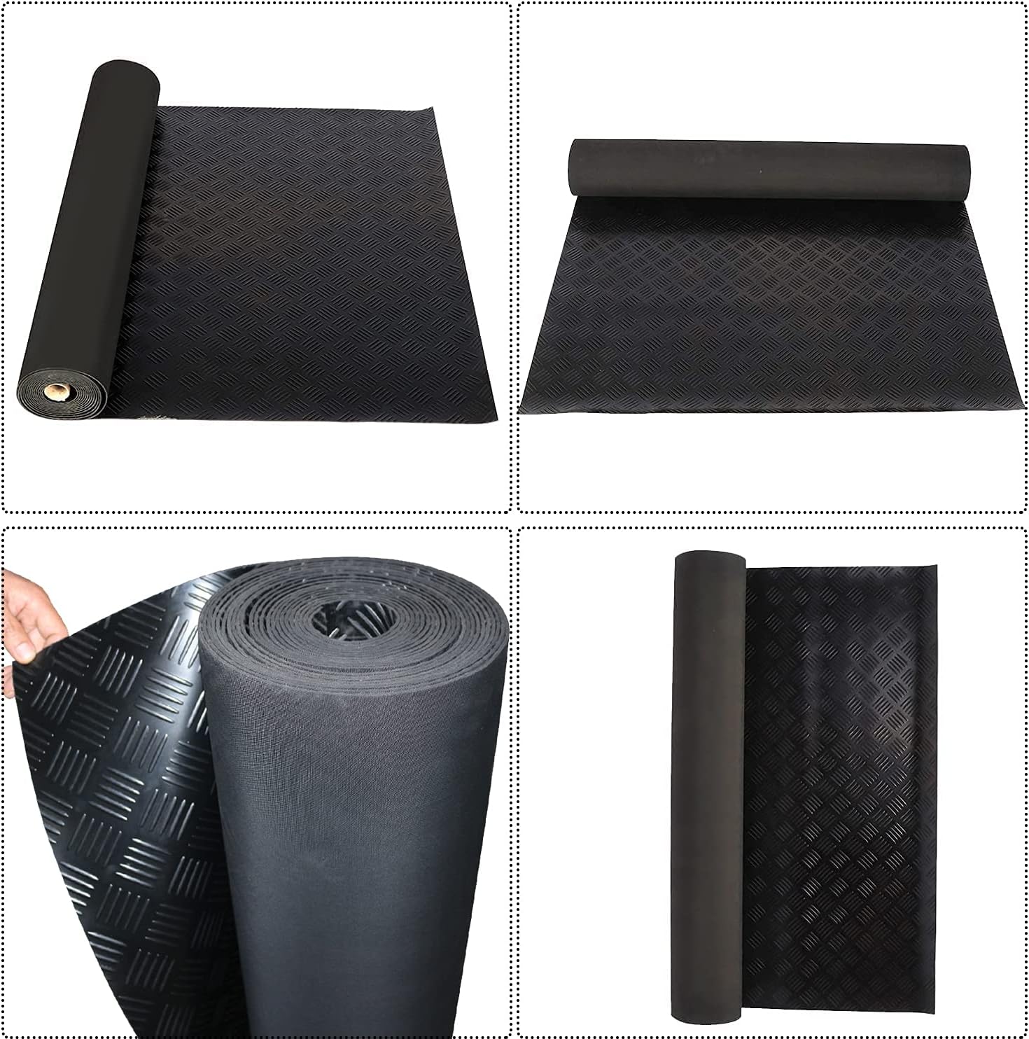 Nisorpa 3mm Thick Garage Floor Rubber Mat 16.4 x 3.3 fts Rubber Garage Floor Mats Heavey Duty 5-line Garage Flooring Roll Non-Slip Rubber Mats Flooring Parking Mats for Garage Industry Home Gym : Tools & Home Improvement