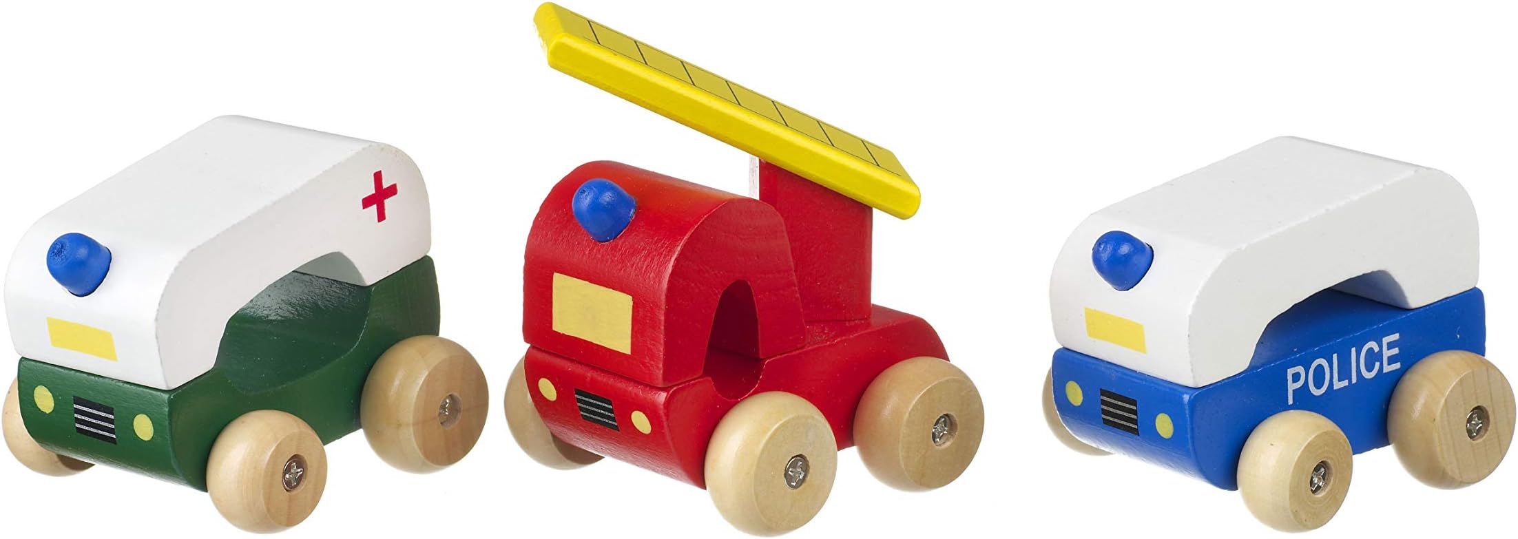 Toys - My First Emergency Vehicles: Wooden Emergency Services Cars for Toddlers - Early Development & Activity Toys