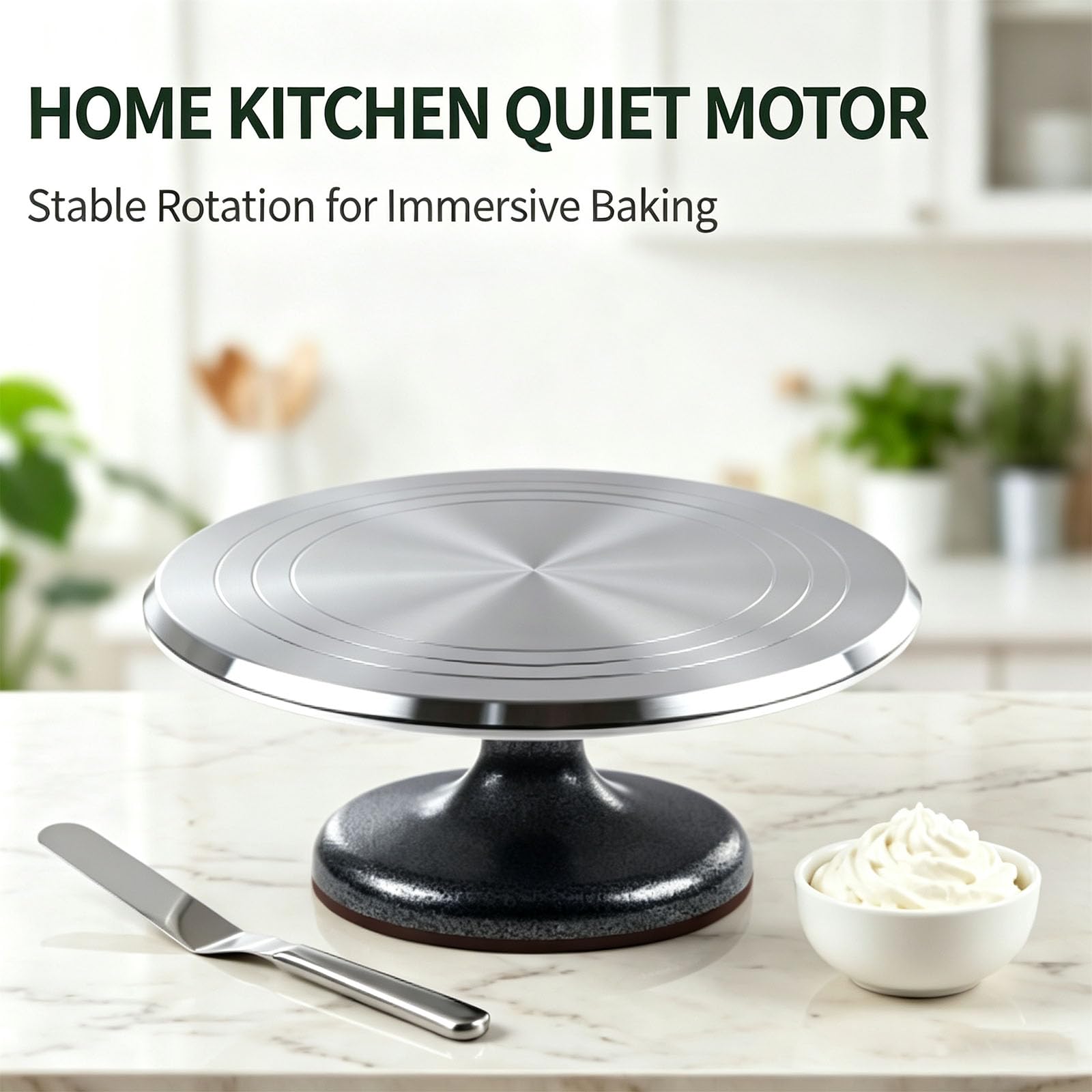 Piatto Girevole Elettrico Per Torte Da 30 Cm, Supporto Girevole Automatico Per Decorare Torte Con Base Appesantita, Funzionamento Silenzioso, Rotazione Stabile Per La Preparazione Di Dolci In