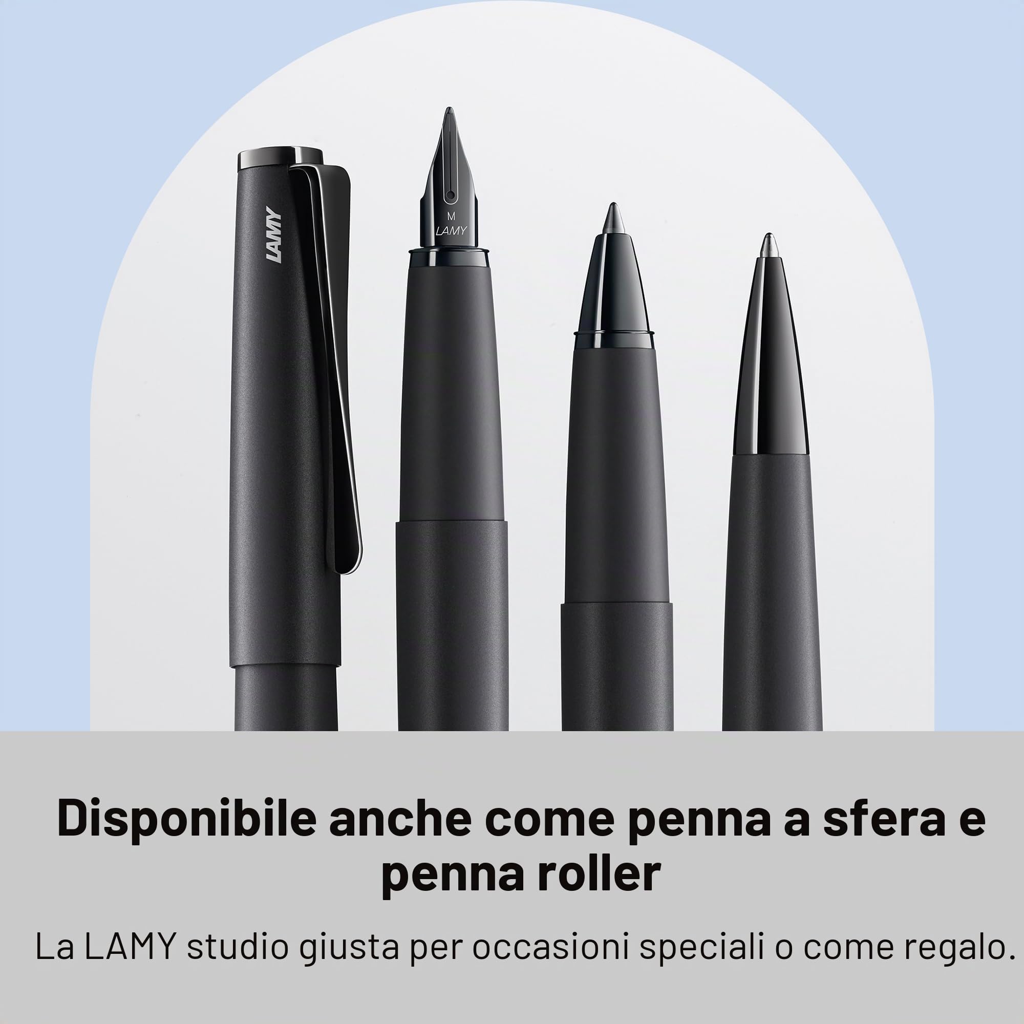 Lamy Studio 066 - Penna stilografica in acciaio inox, finitura morbida nera con una clip a forma di elica, spessore M 1 pezzo (confezione da 1)