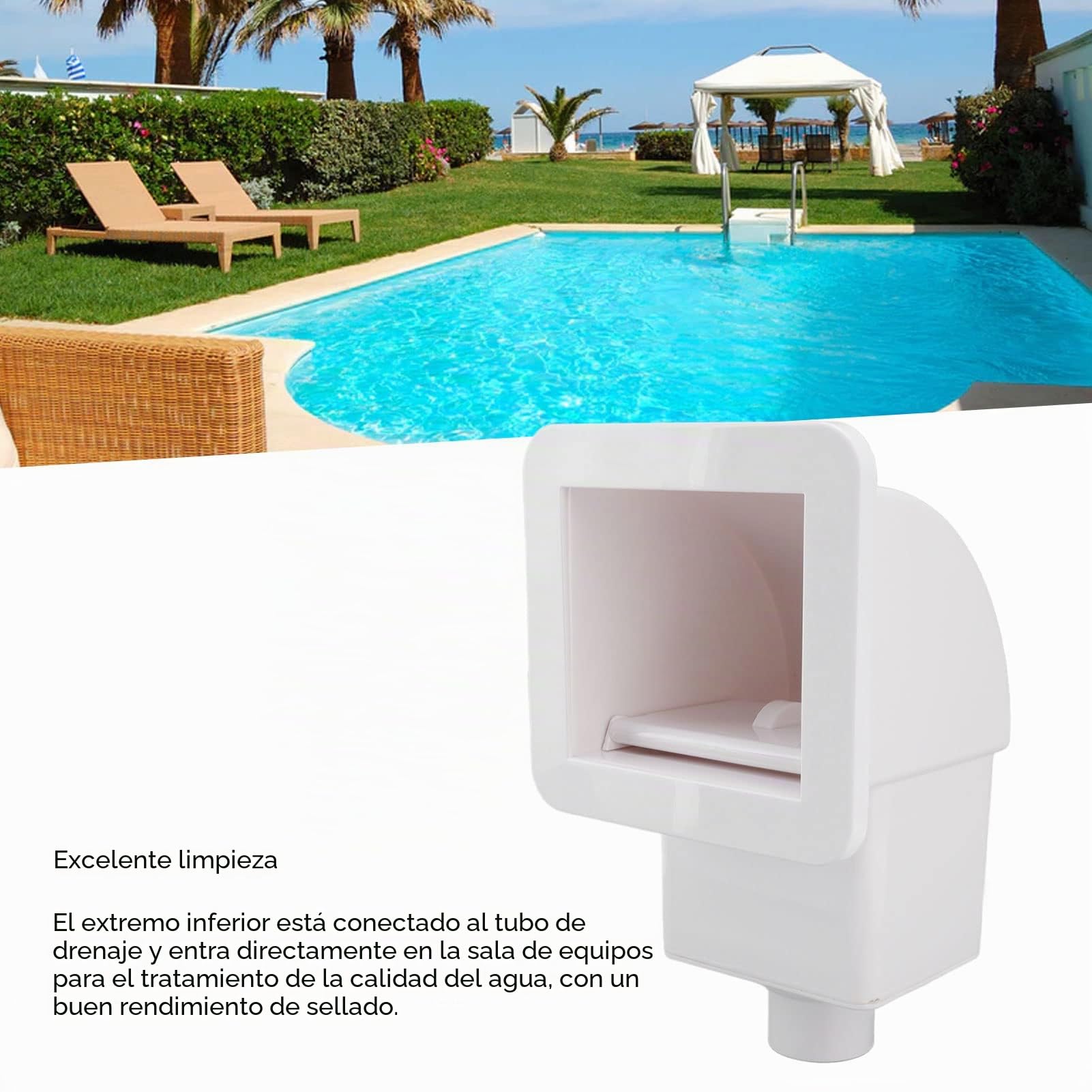 Kit de Skimmer a trav¨¦s de la Pared,Skimmer de Piscina, Skimmer de Drenaje de Piscina con Apertura de Boca Ancha para Skimmer de Piscina sobre el Suelo, para Uso Dom¨¦Stico y Comercial, Resistente