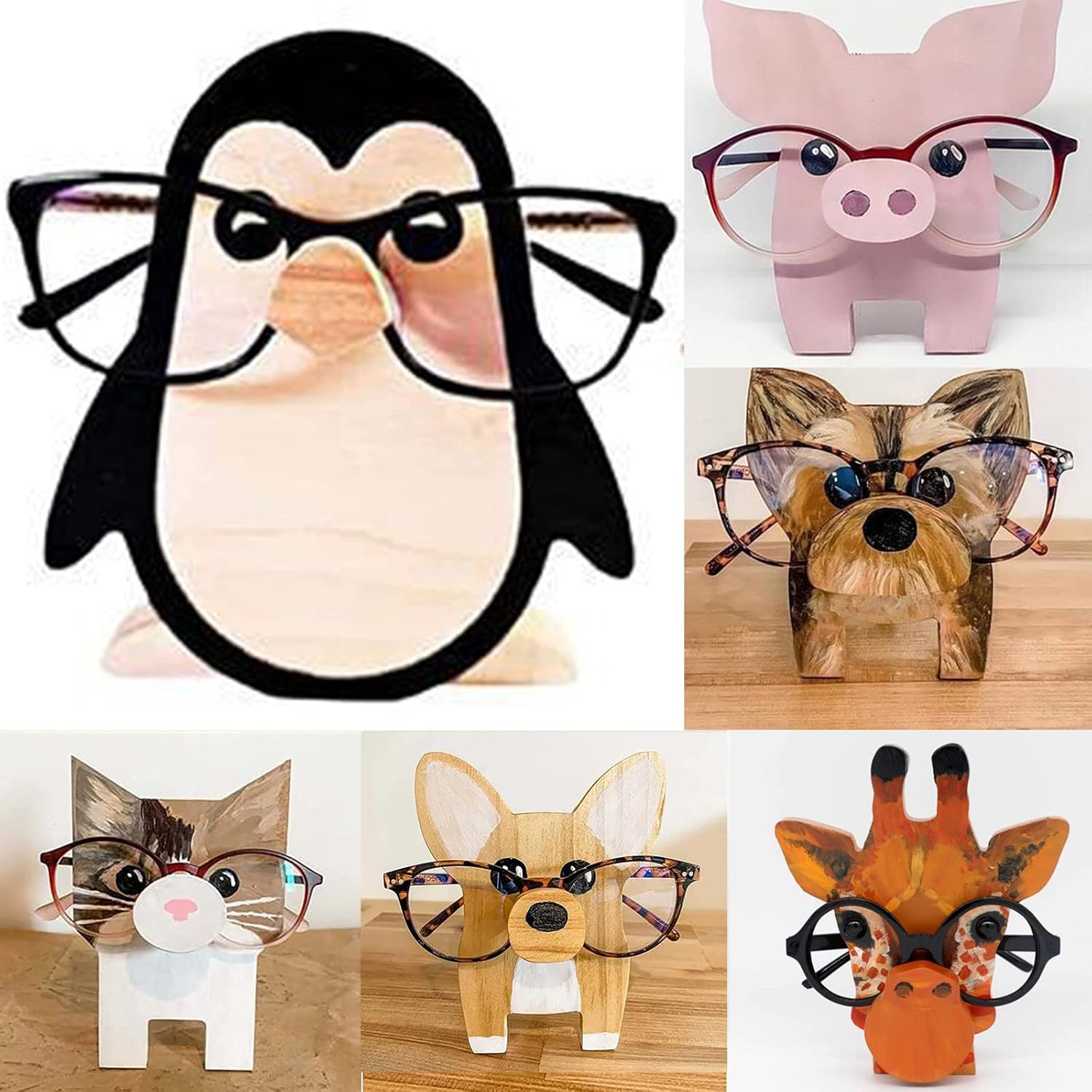 Animal Glasses Holder Stand,Creative Wooden Animal Eyeglass