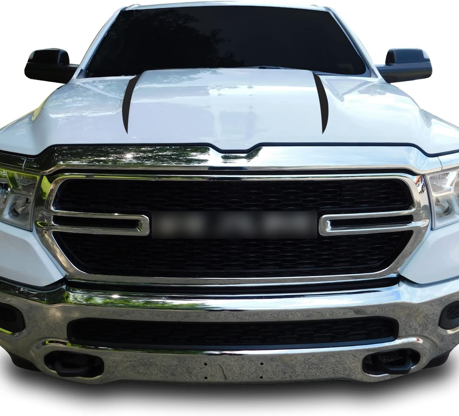 Hood Spears Graphic Overlay Accent Vinyl Decal Wrap Compatible with Ram 1500 2019 2020 - Matte Black