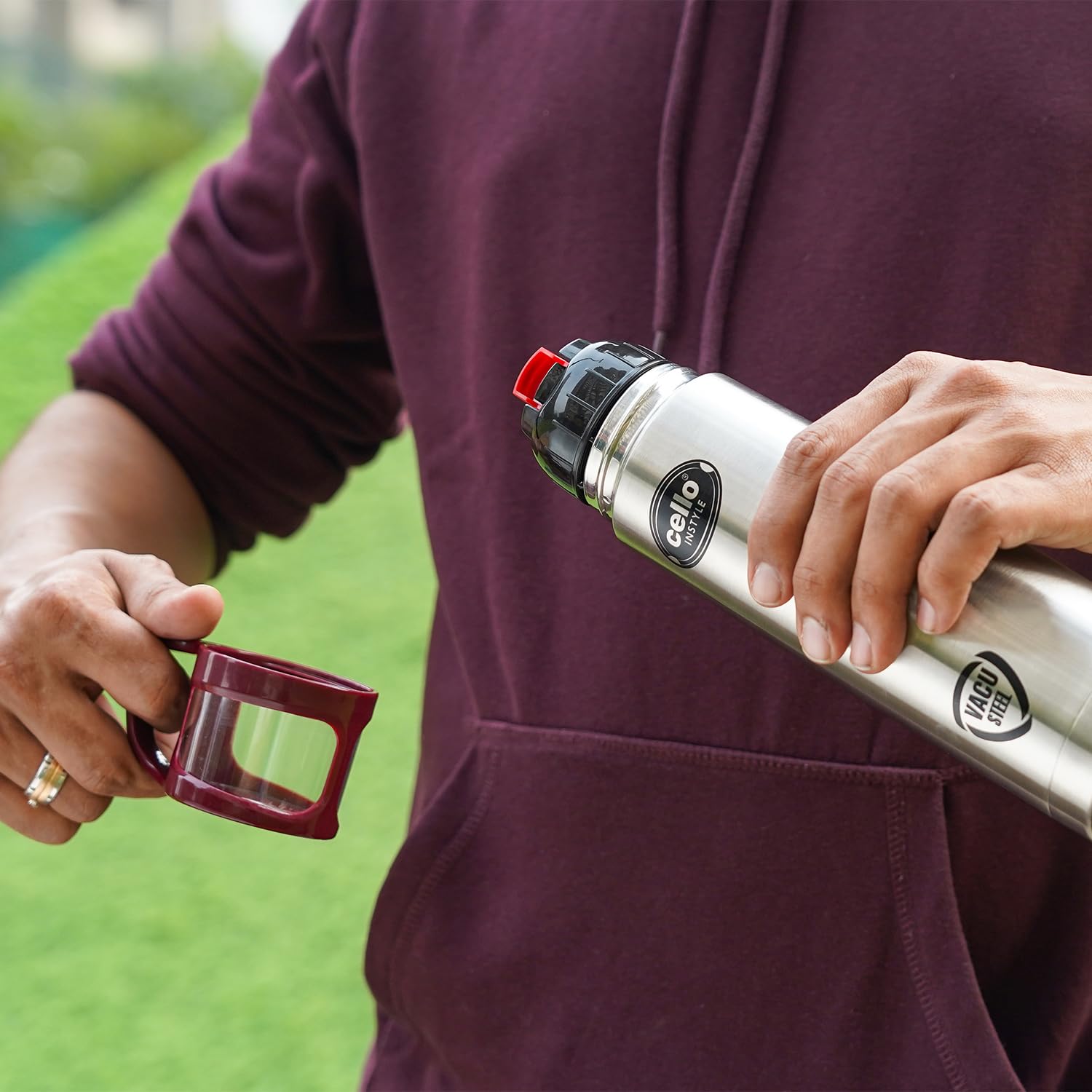 Pearl Metal HB-4762 Mug Bottle, Navy, 22.0 fl oz (650 ml), Lightweight, One-Touch Mug, Cafe Mug Porter