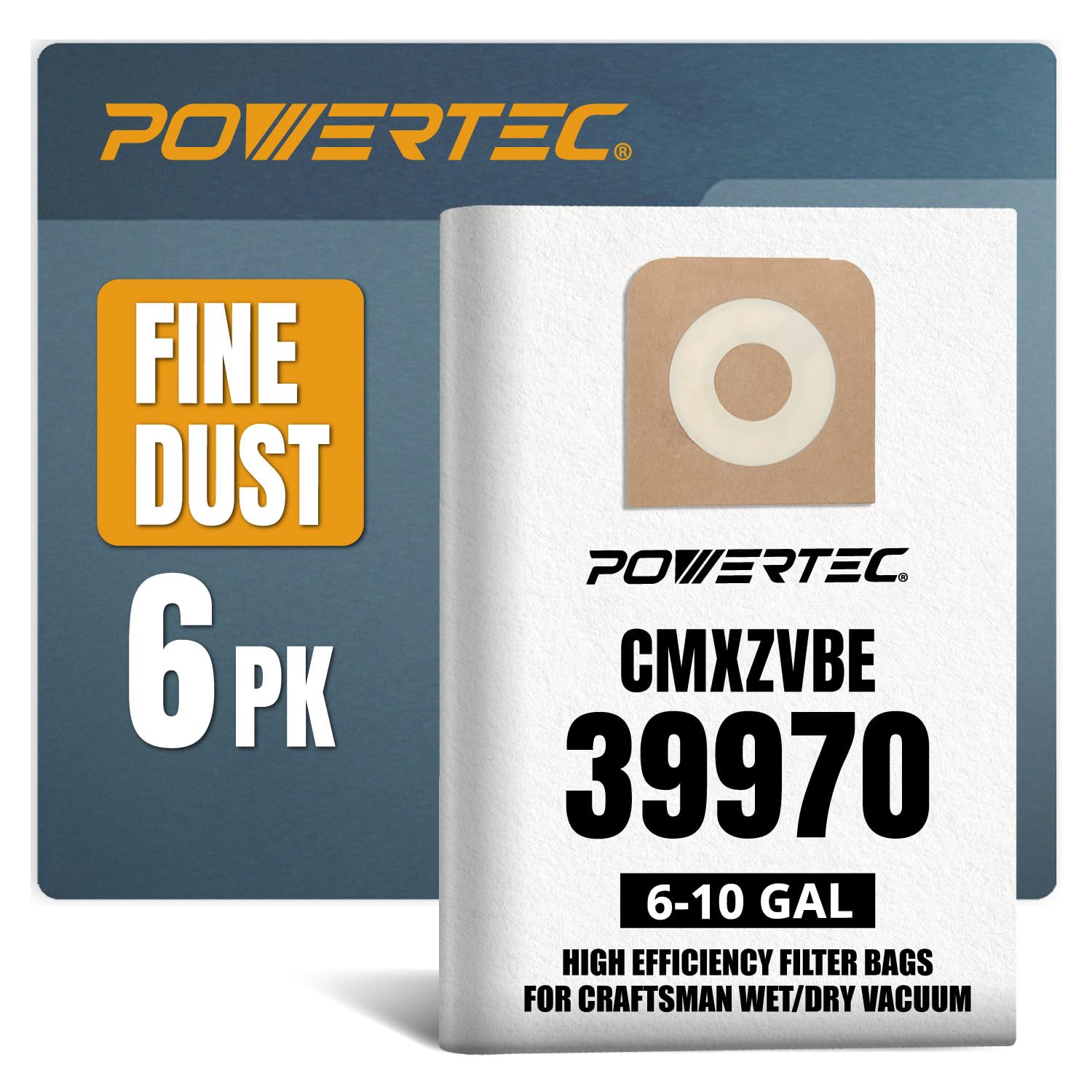 Sac aspirateur Craftsman anti déchirure POWERTEC 75072-P3 6pcs