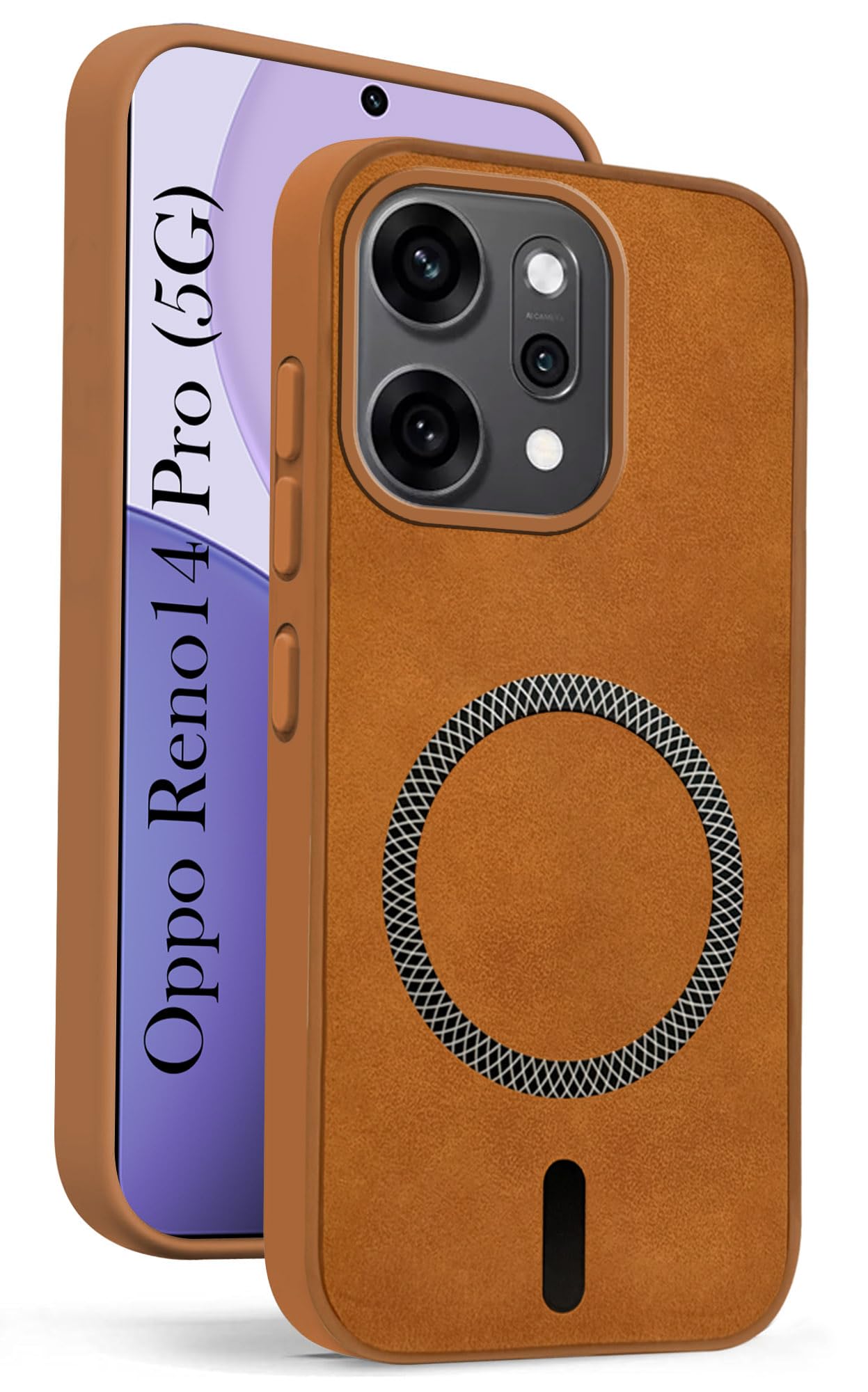 Jkobi Leather Finish Back Cover Case for Oppo Reno14 Pro 5G | Oppo Reno 14 Pro 5G (MagSafe Compatible Wireless Charging | Soft Touch | Camera Bump Protection)-image-45